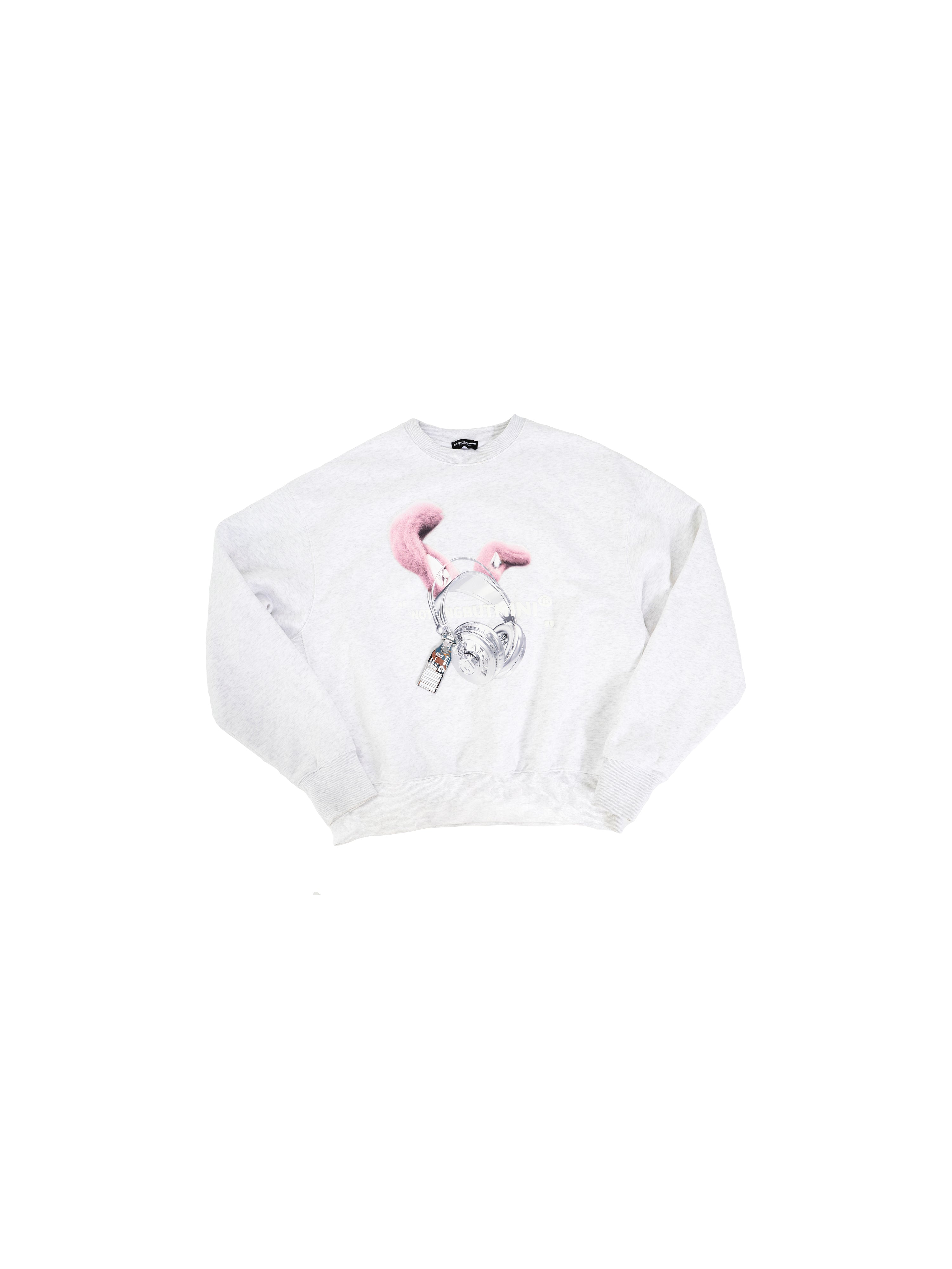 ASQUAD®×NBM rabbit metal earphone 3D printing sweater White (Mirror silver accessories)