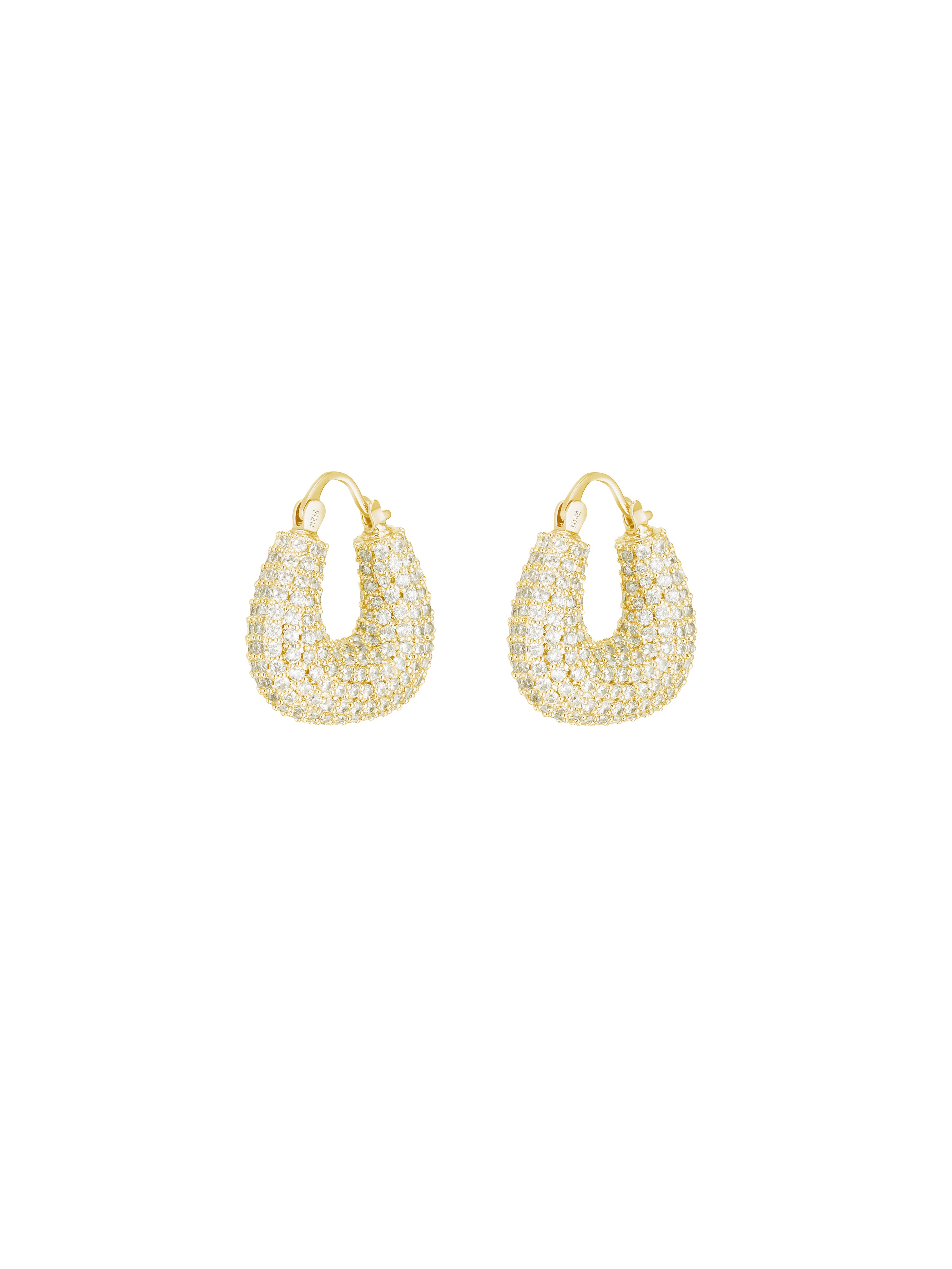 Pave U-shaped Earrings (14k Gold)