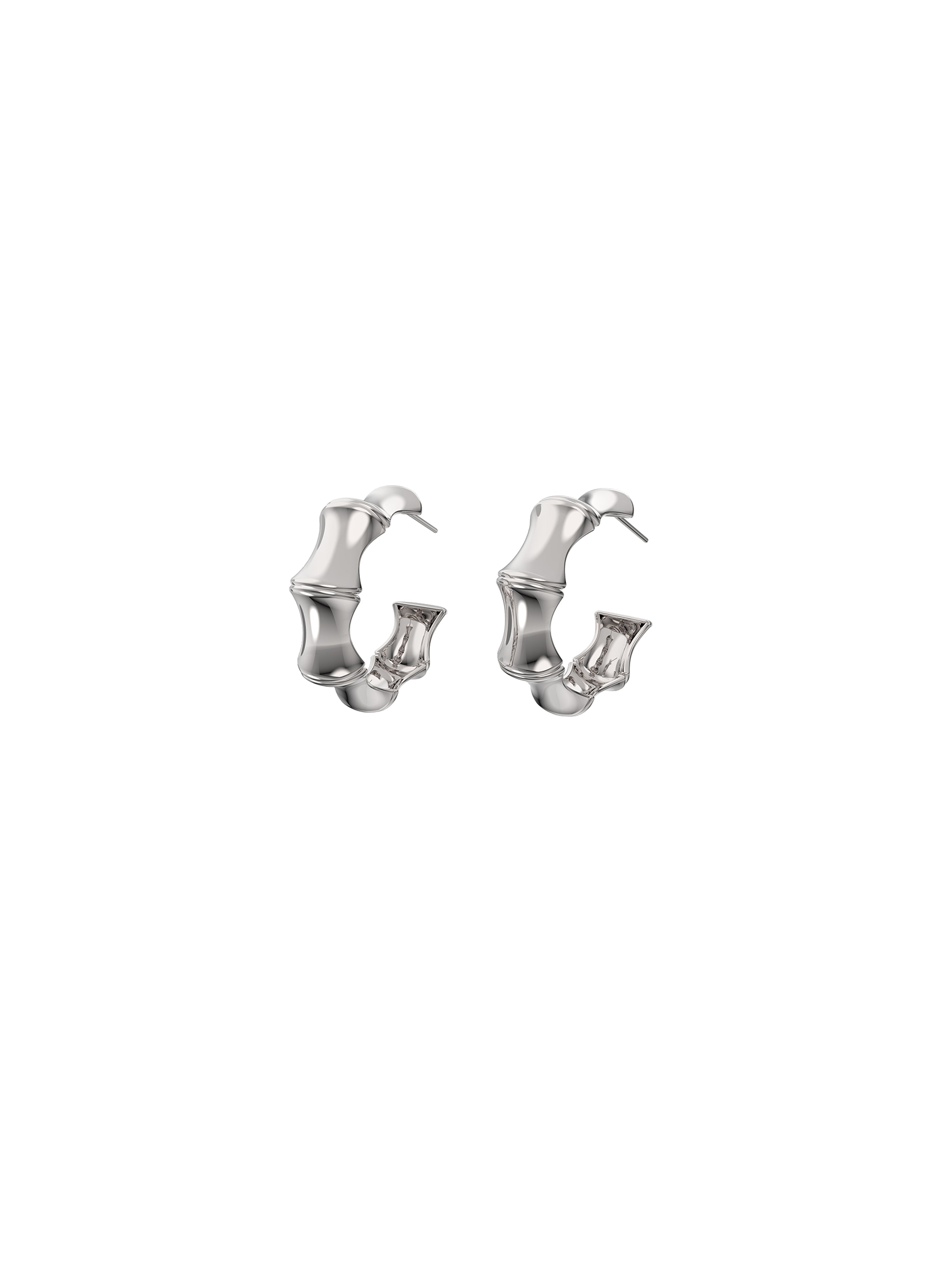 Bamboo Structure Silver-tone Earrings