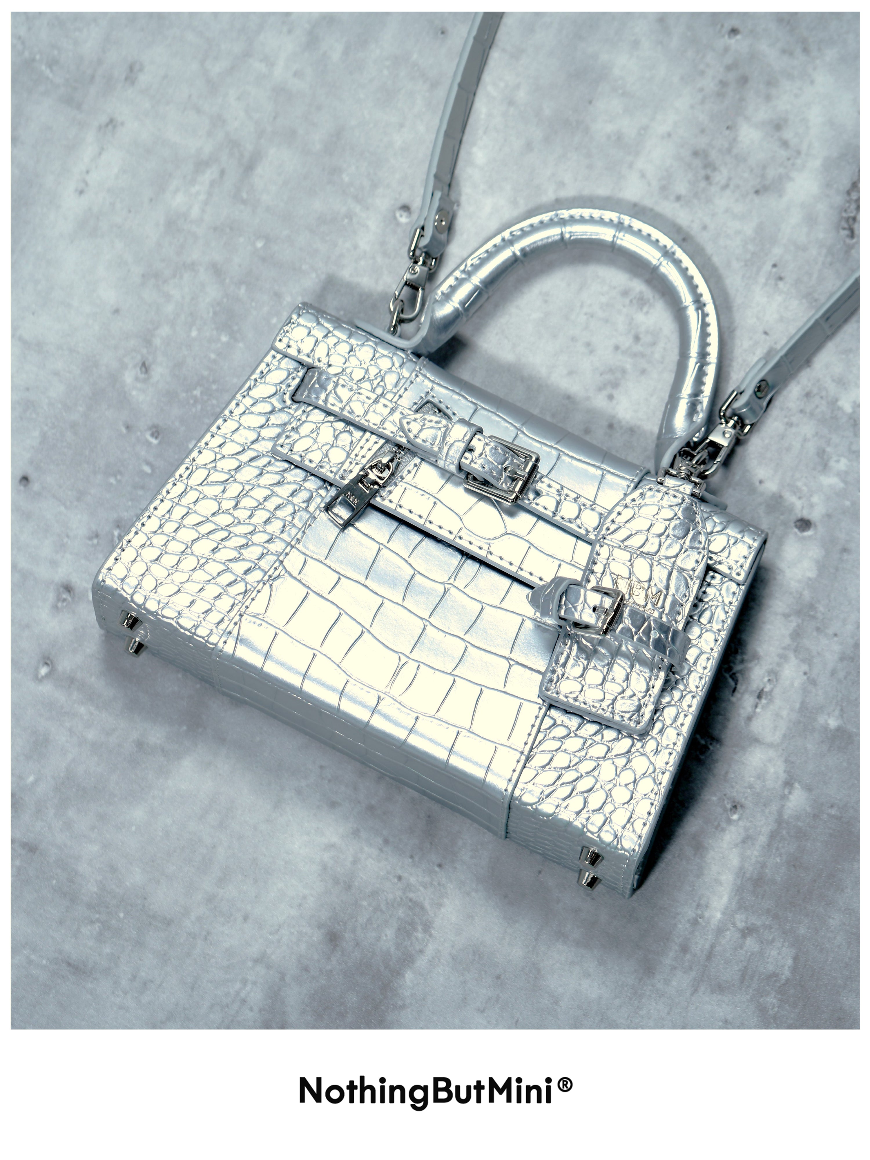 NBM 2024 AlmostKelly Handbag (Crocodile Silver）