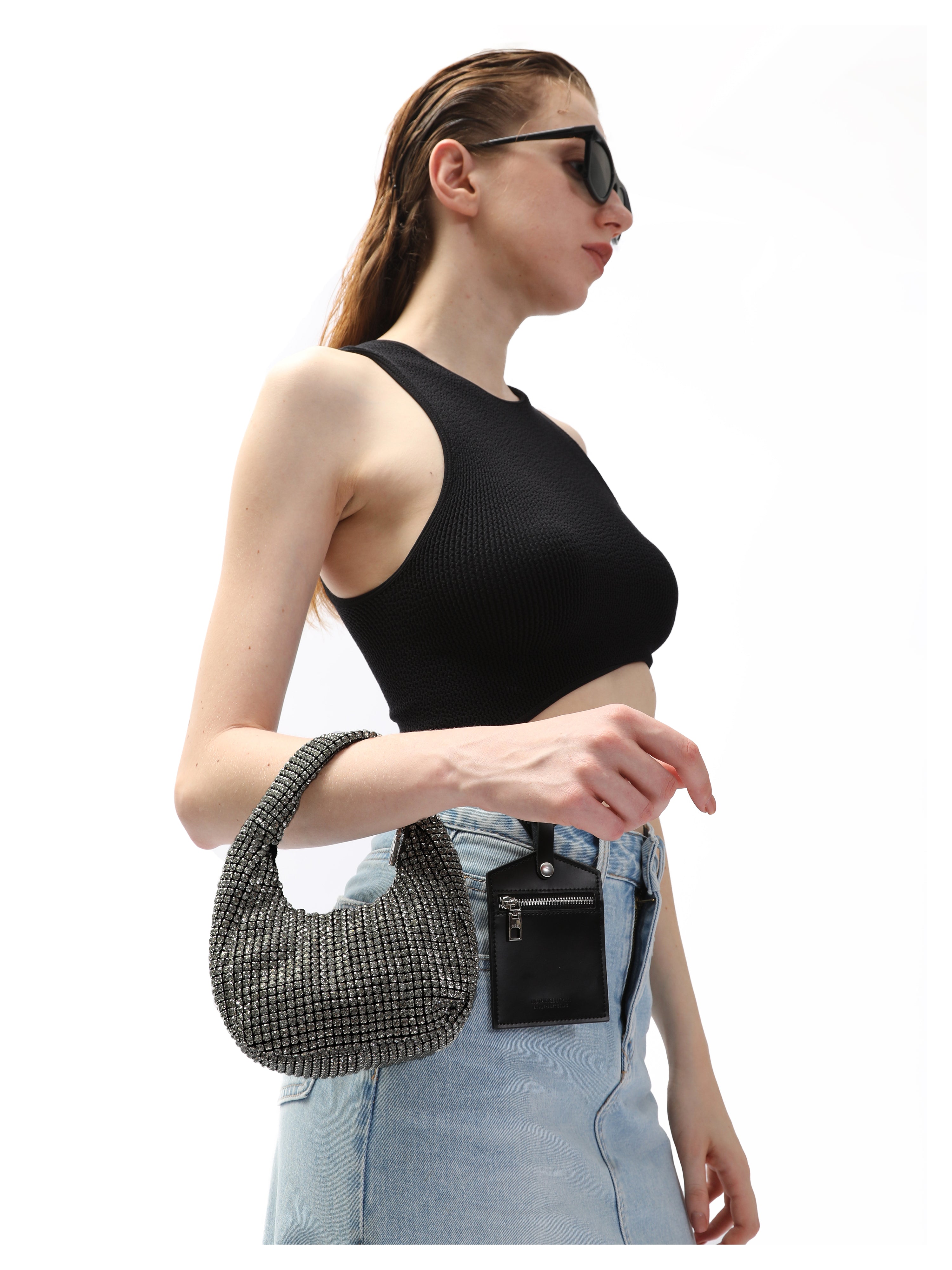 NBM crystal mini HOBO handbag (Crystal Black)