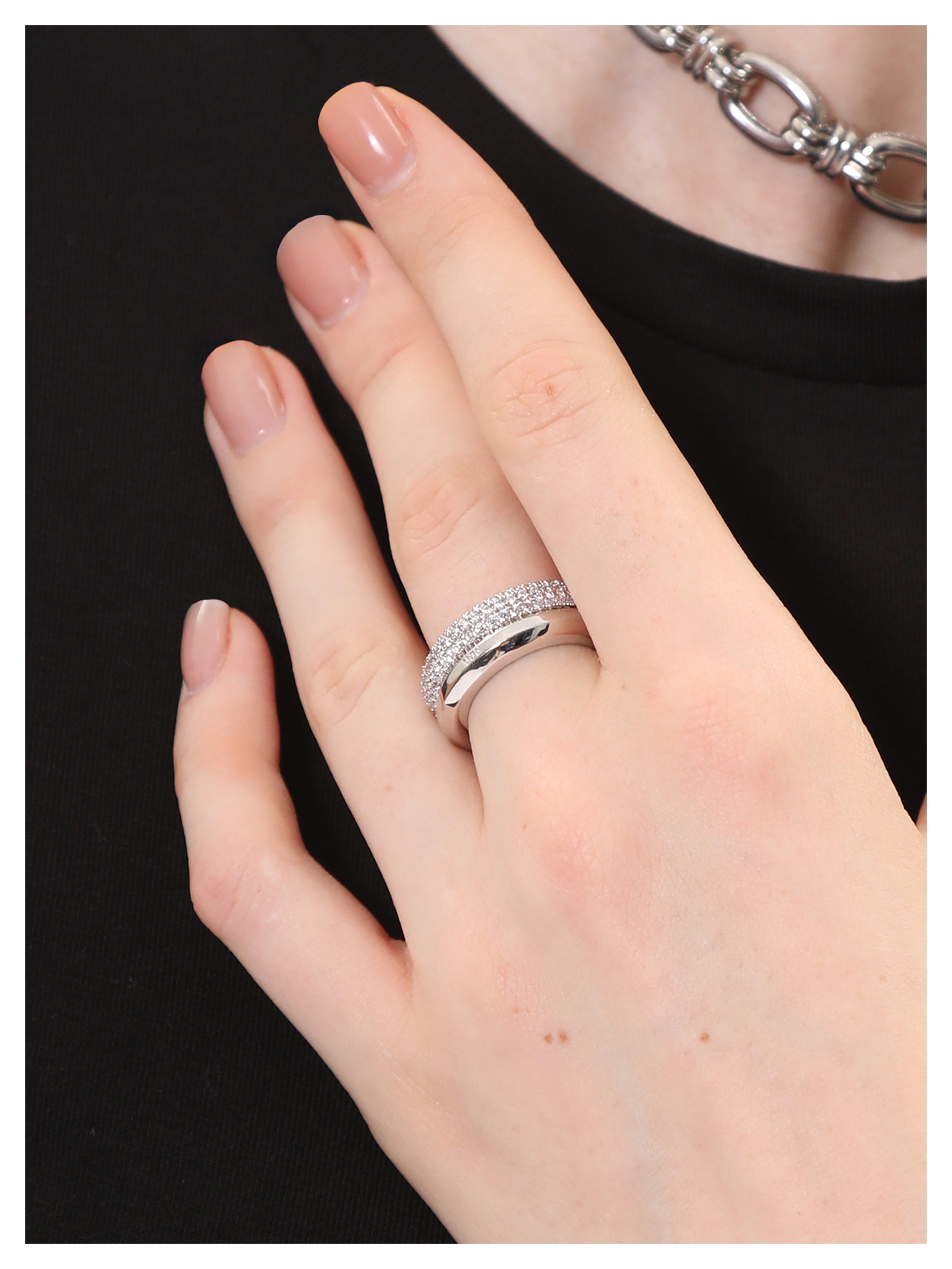 Halo zirconium pave ring （Crystal Clear）