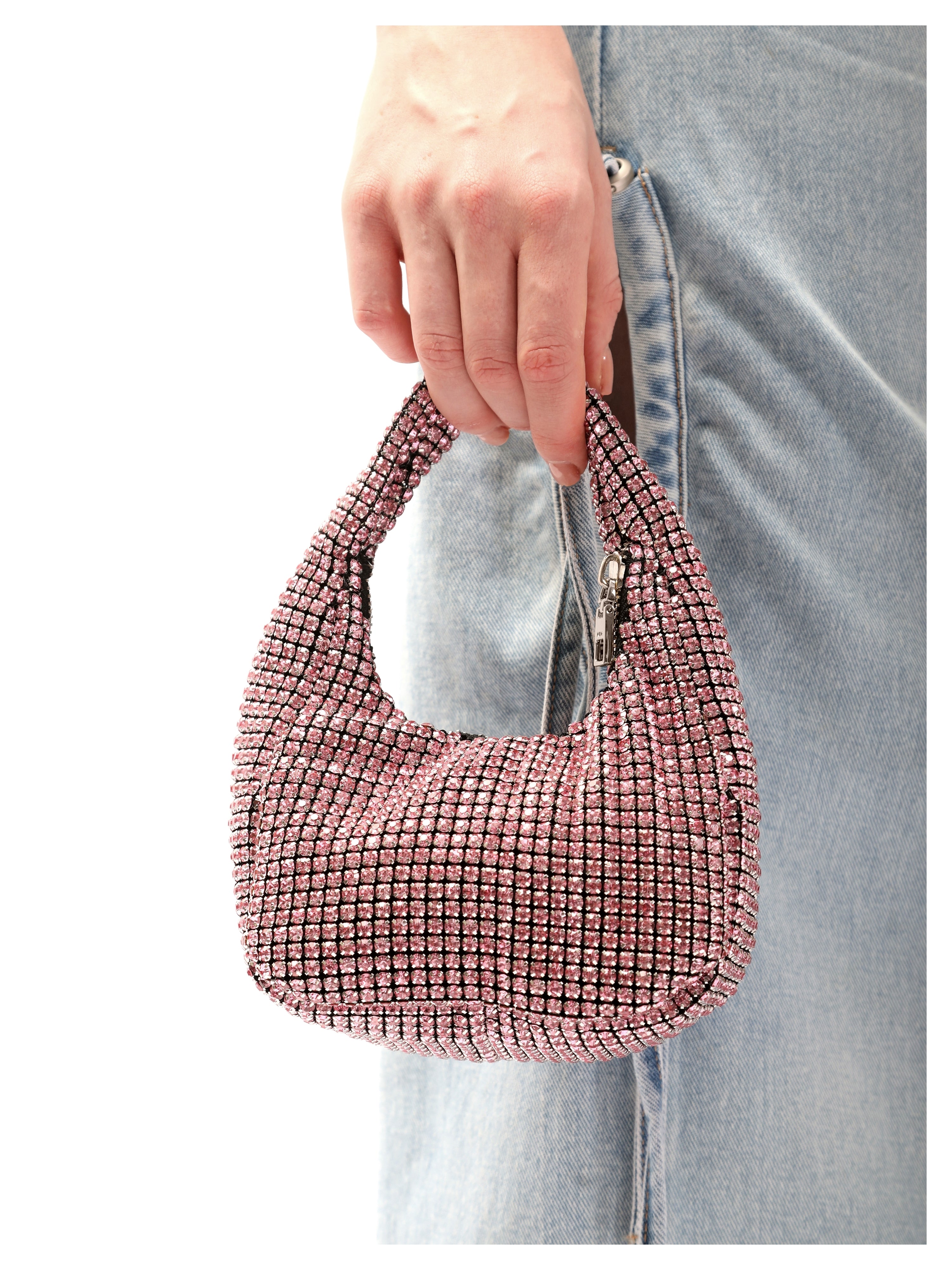 NBM crystal mini HOBO handbag (Barbie Powder)