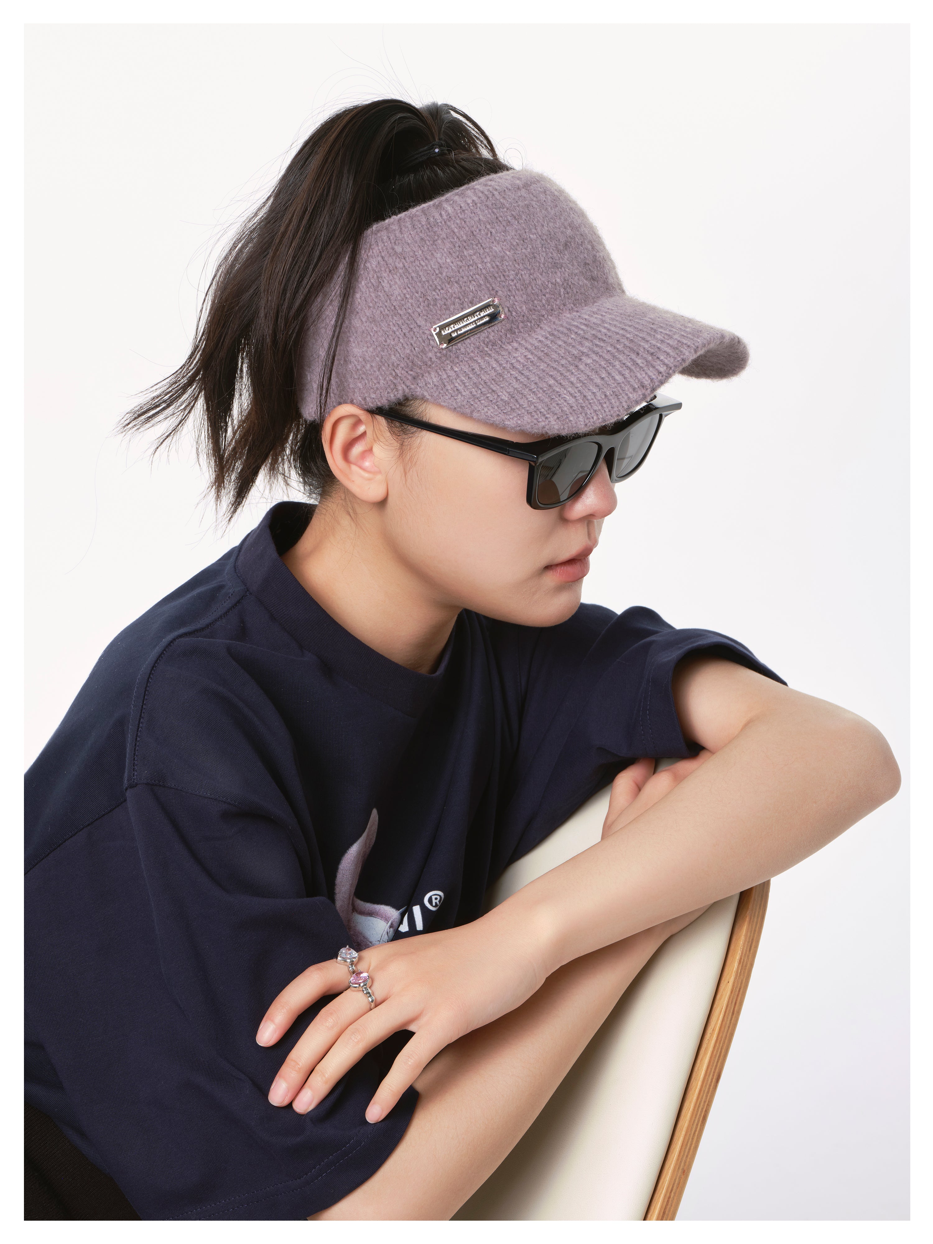 NBM metal badge knitted hollow hat（Grey)