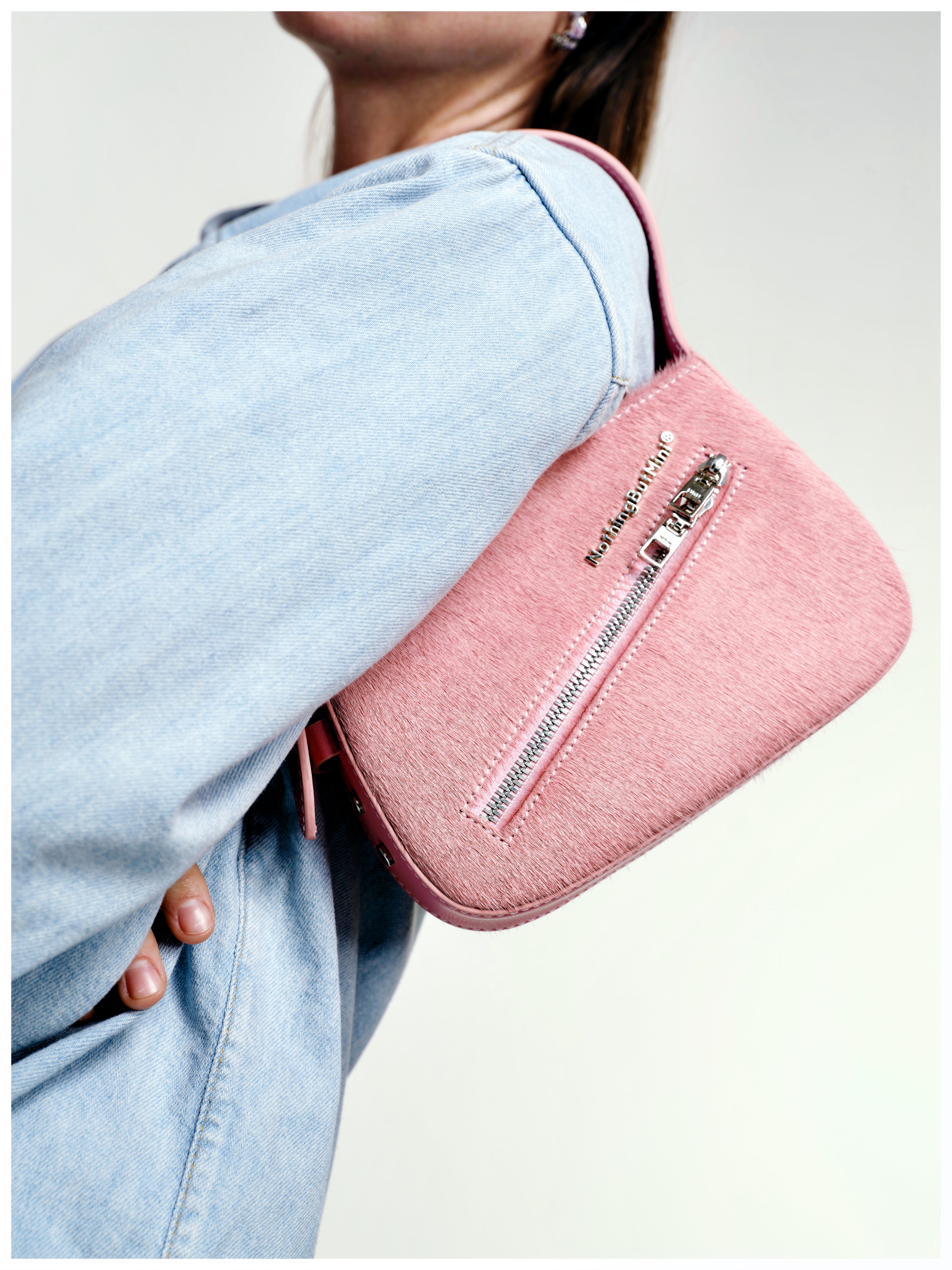 NBM 2024 Incline Zipper Handbag (Horsehair Powder)