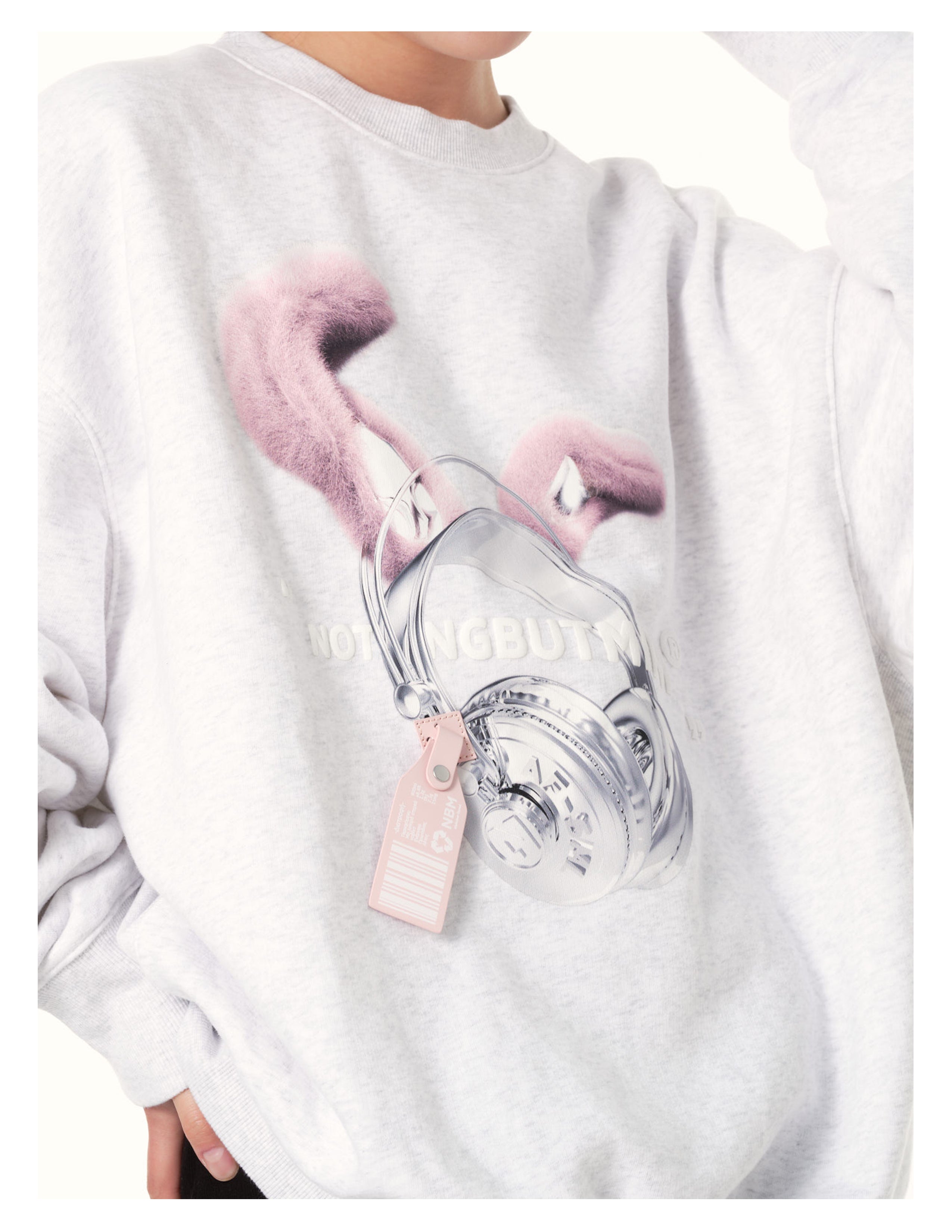 ASQUAD®×NBM rabbit metal earphone 3D printing sweater White (Powder accessories)