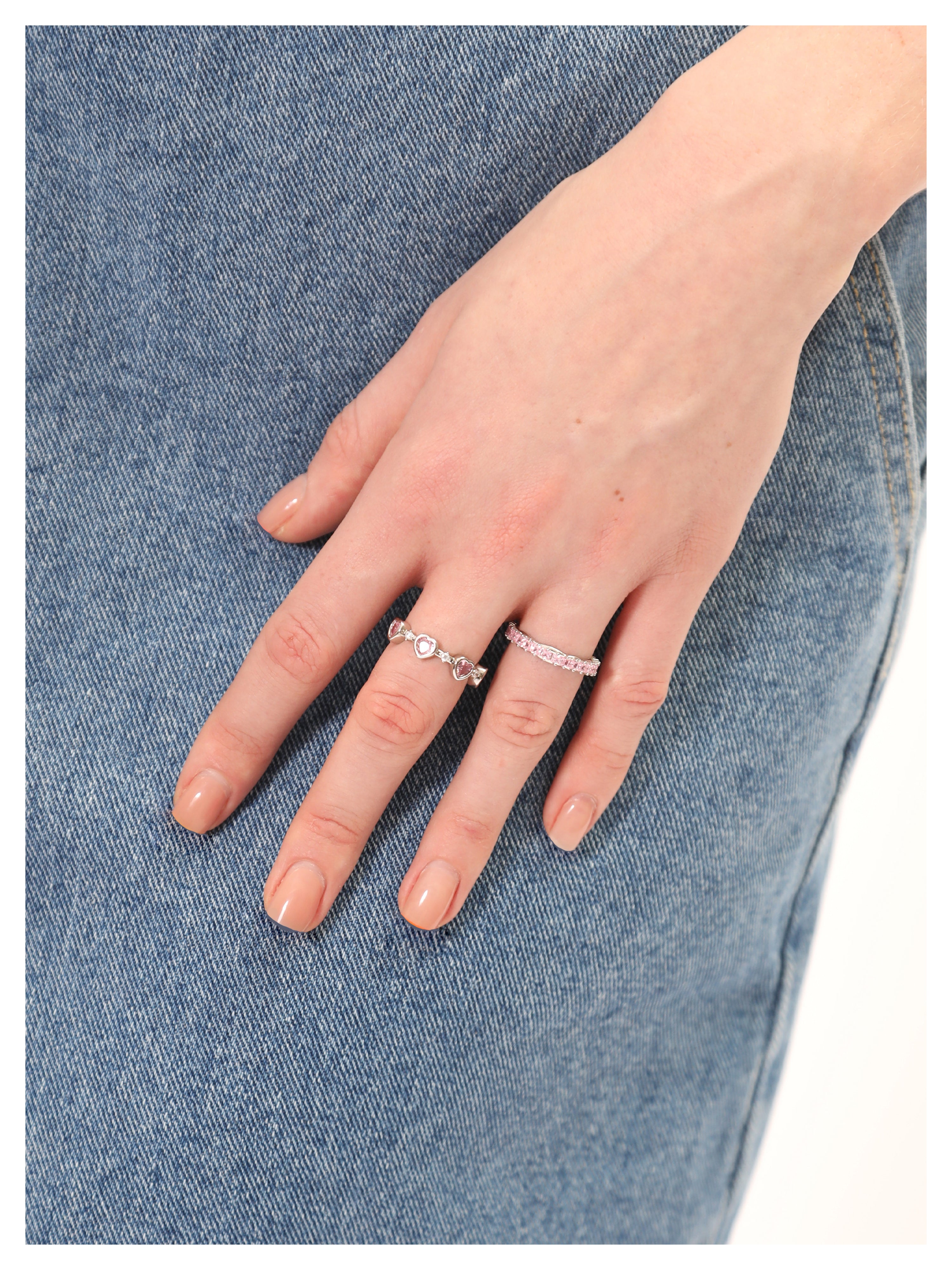 Heartshape set rings （Crystal Pink）