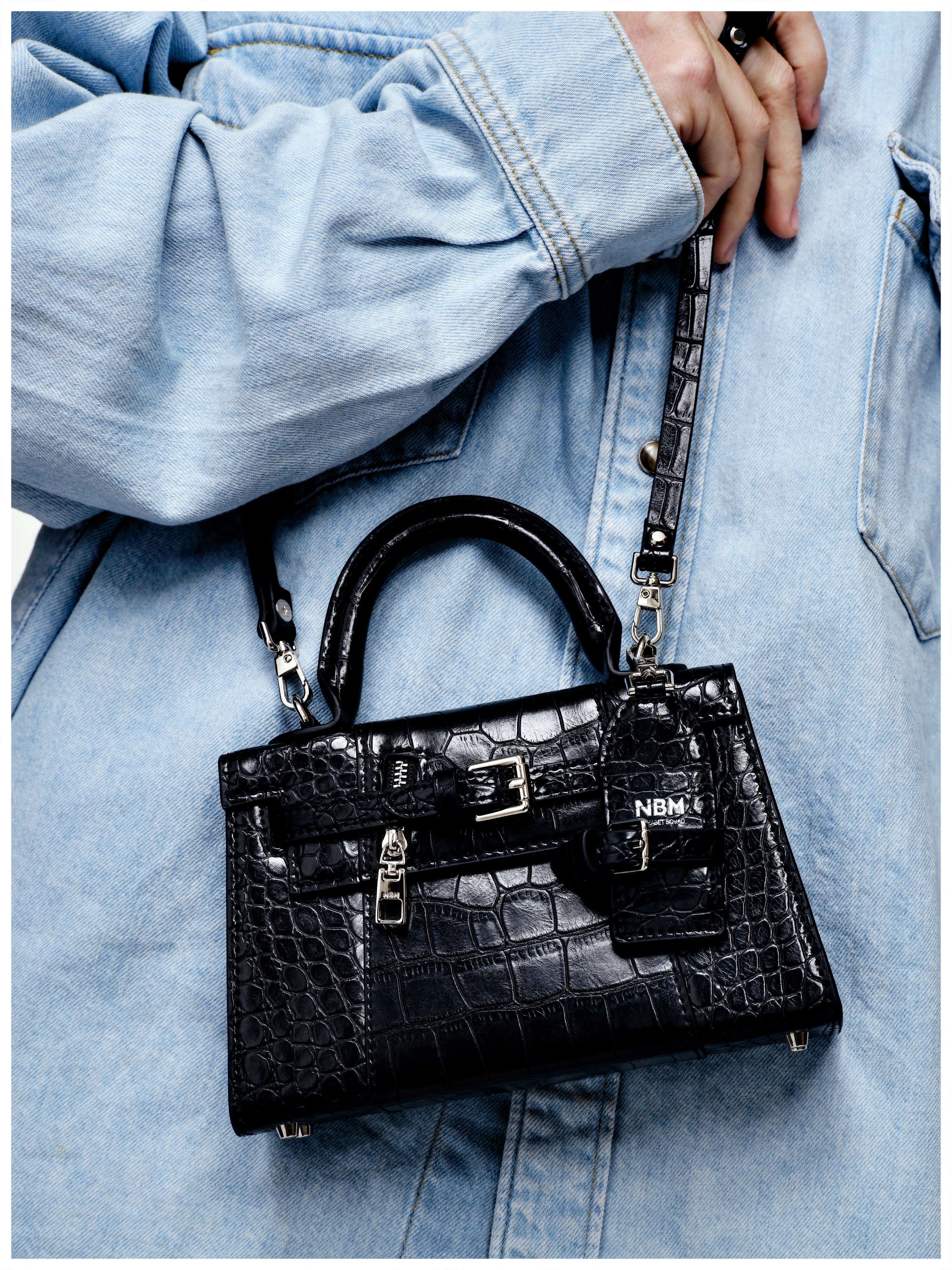 NBM 2024 AlmostKelly Handbag (Crocodile Black）