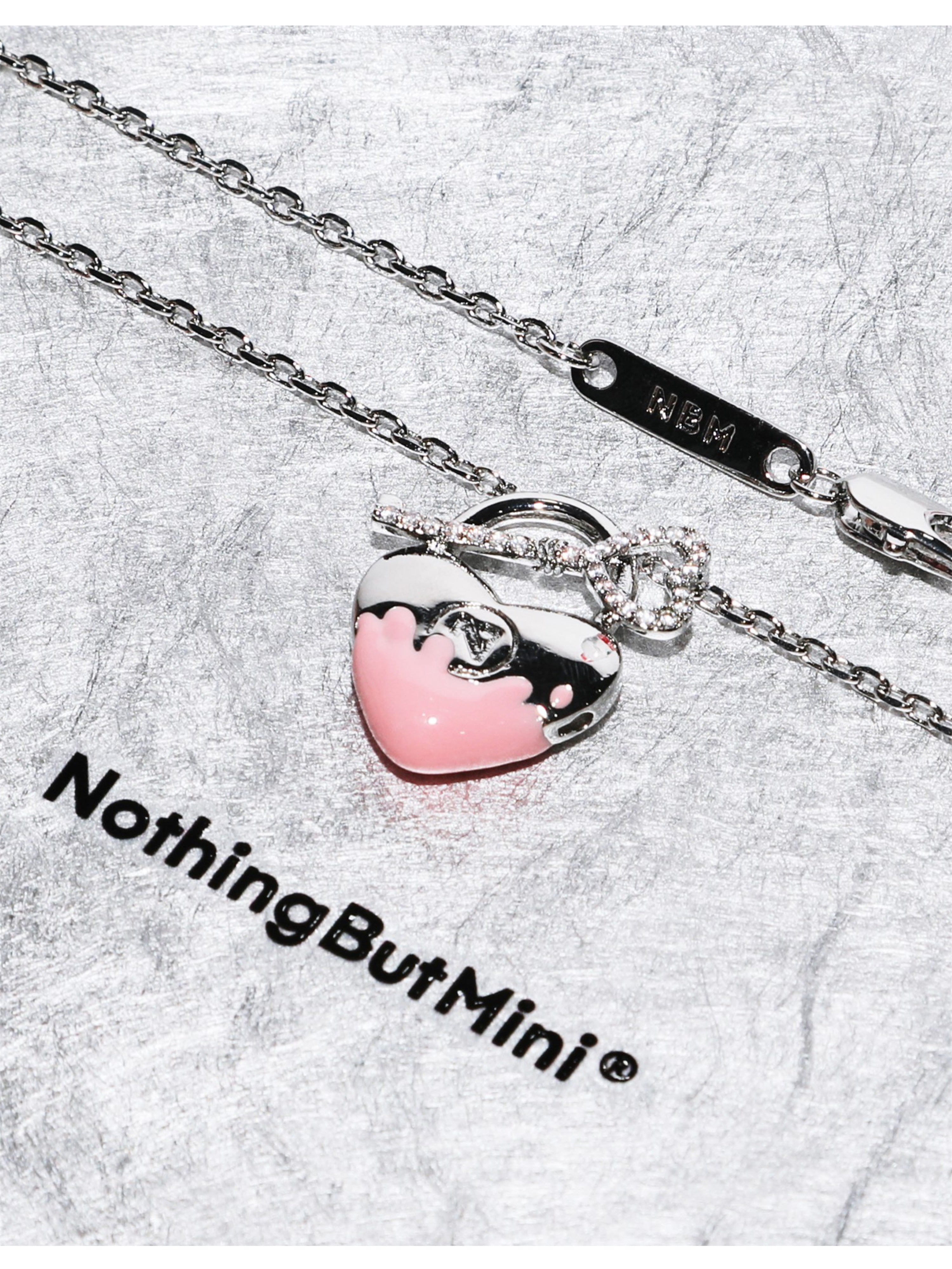 Heart-Shape Lock Pendant with glaze （Pink）