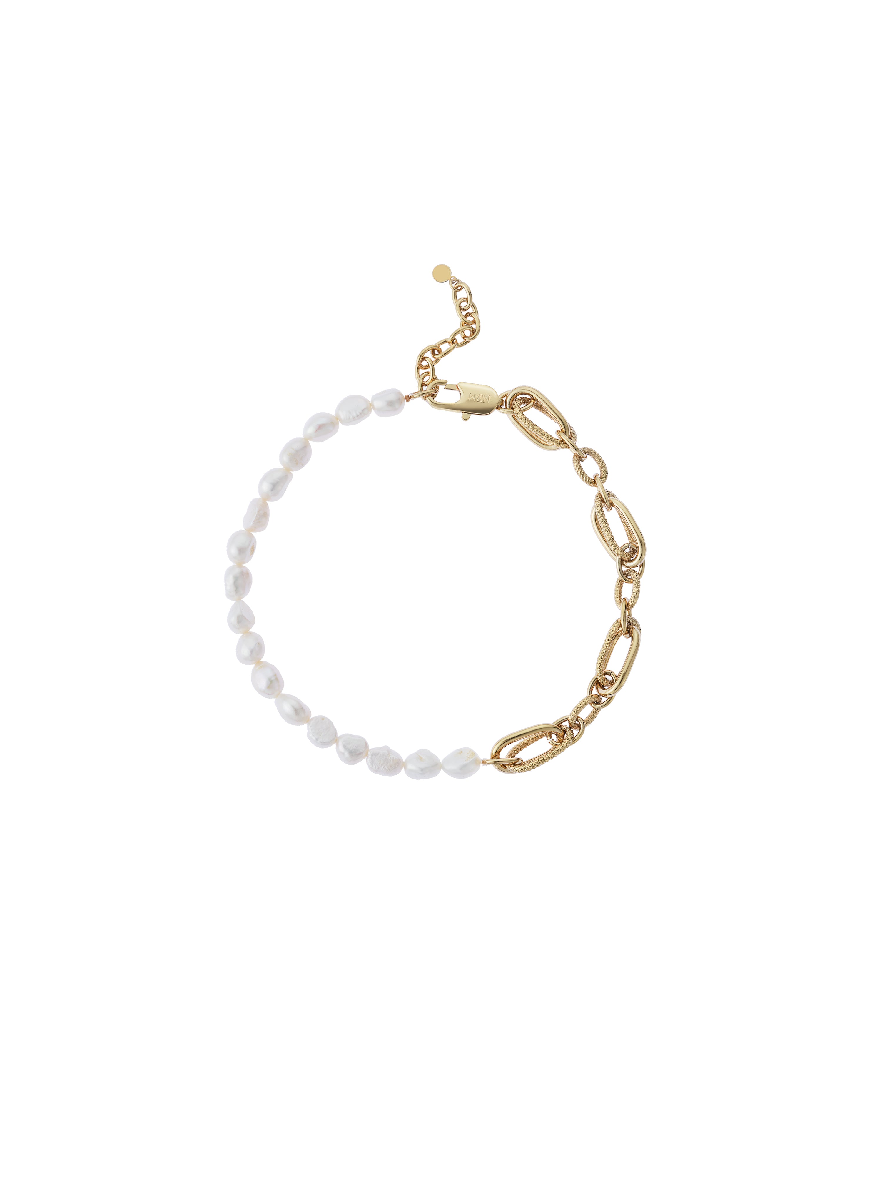 Baroque Pearl Complex Structure Chain Necklace（Brzone Gold)
