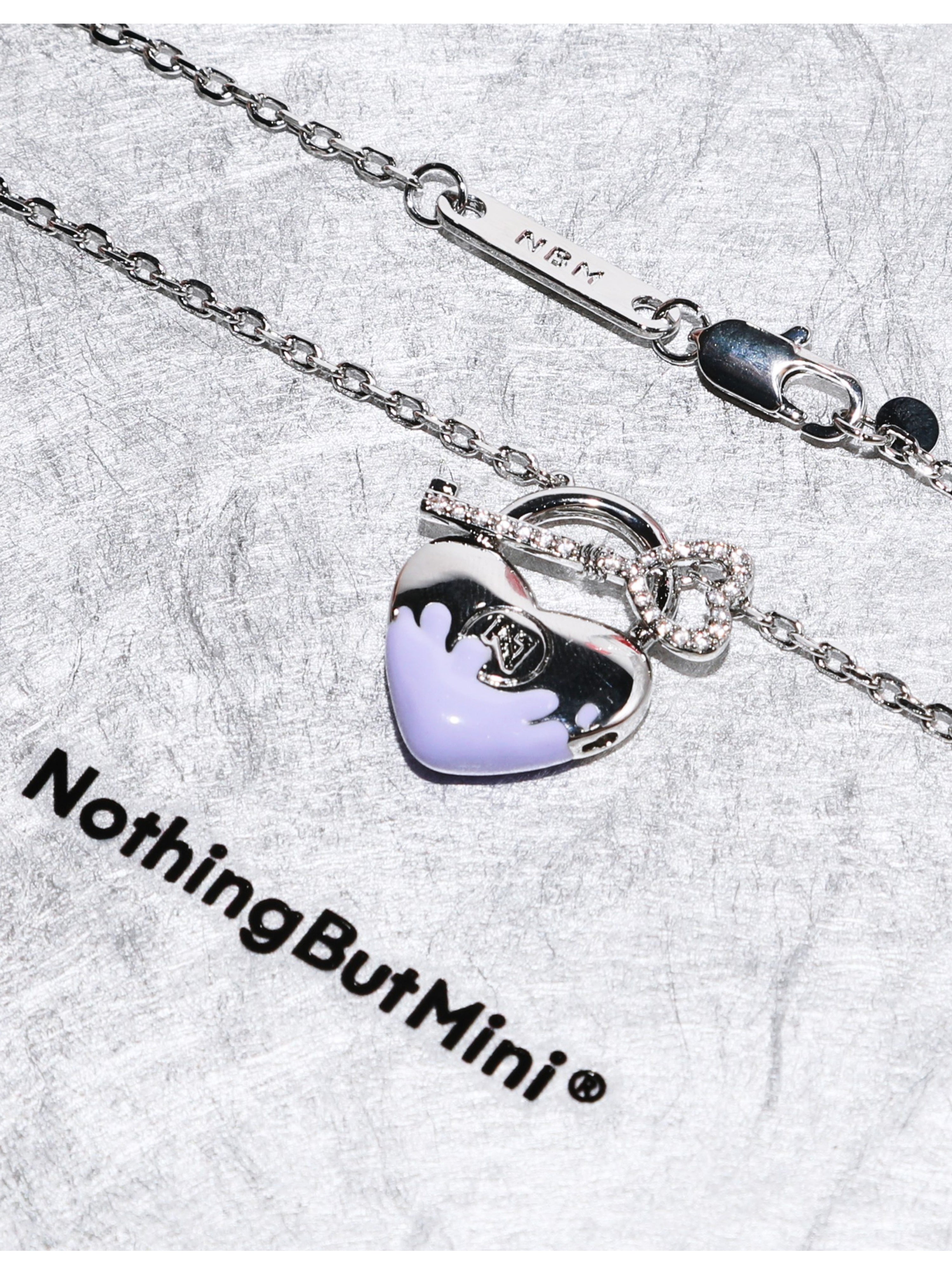 Heart-Shape Lock Pendant with glaze （Purple）