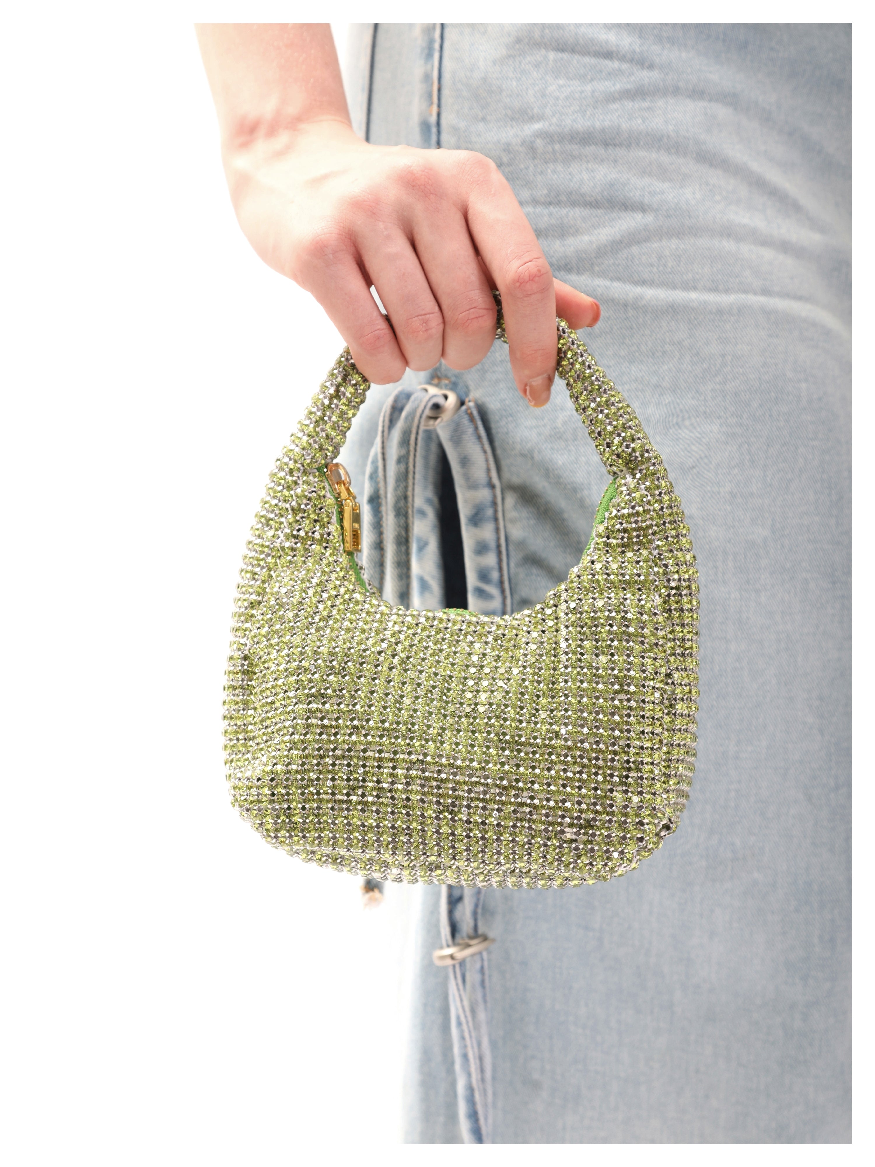 NBM crystal mini HOBO handbag (Green)