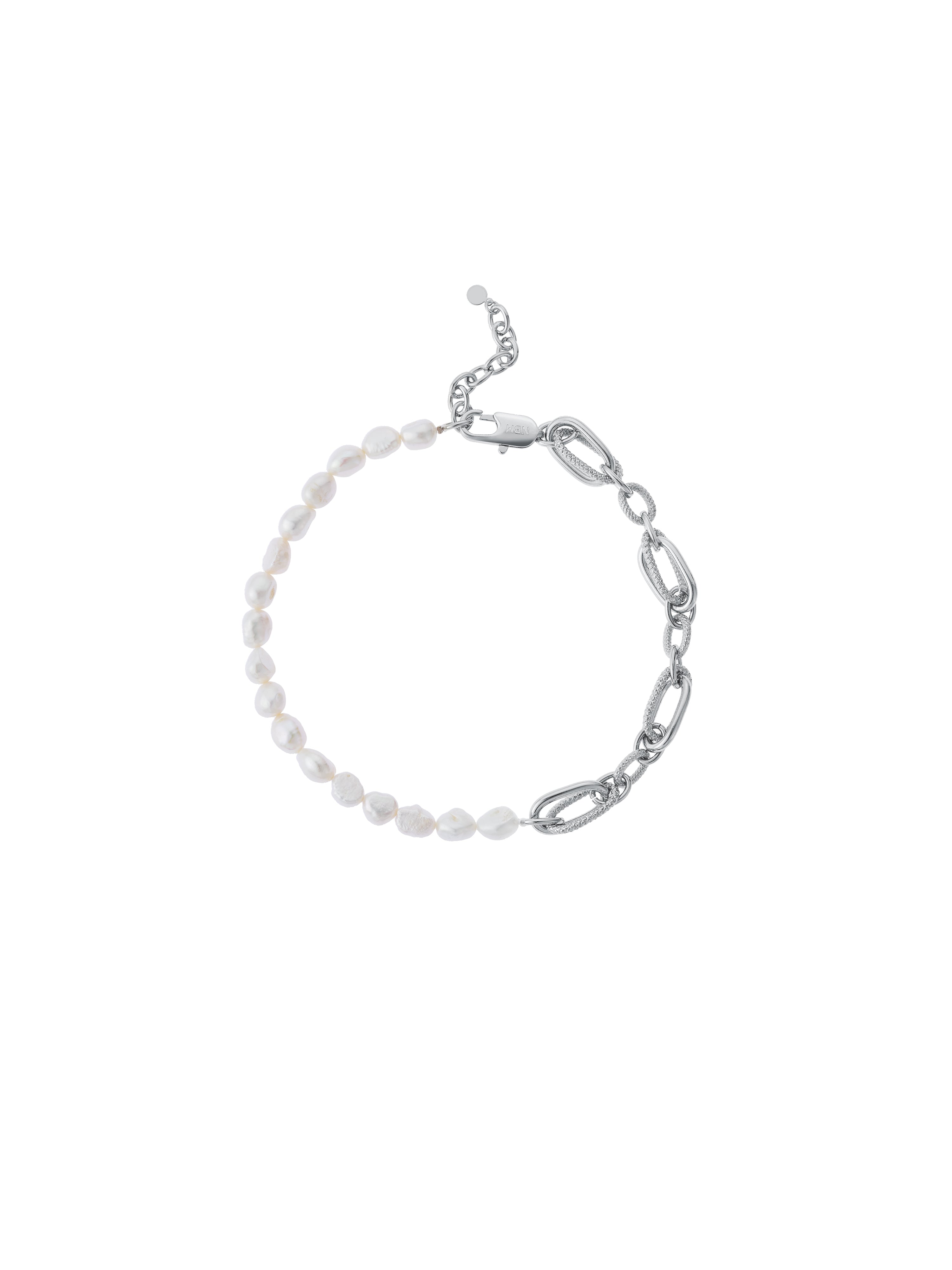 Baroque Pearl Complex Structure Chain Necklace（Platinum)