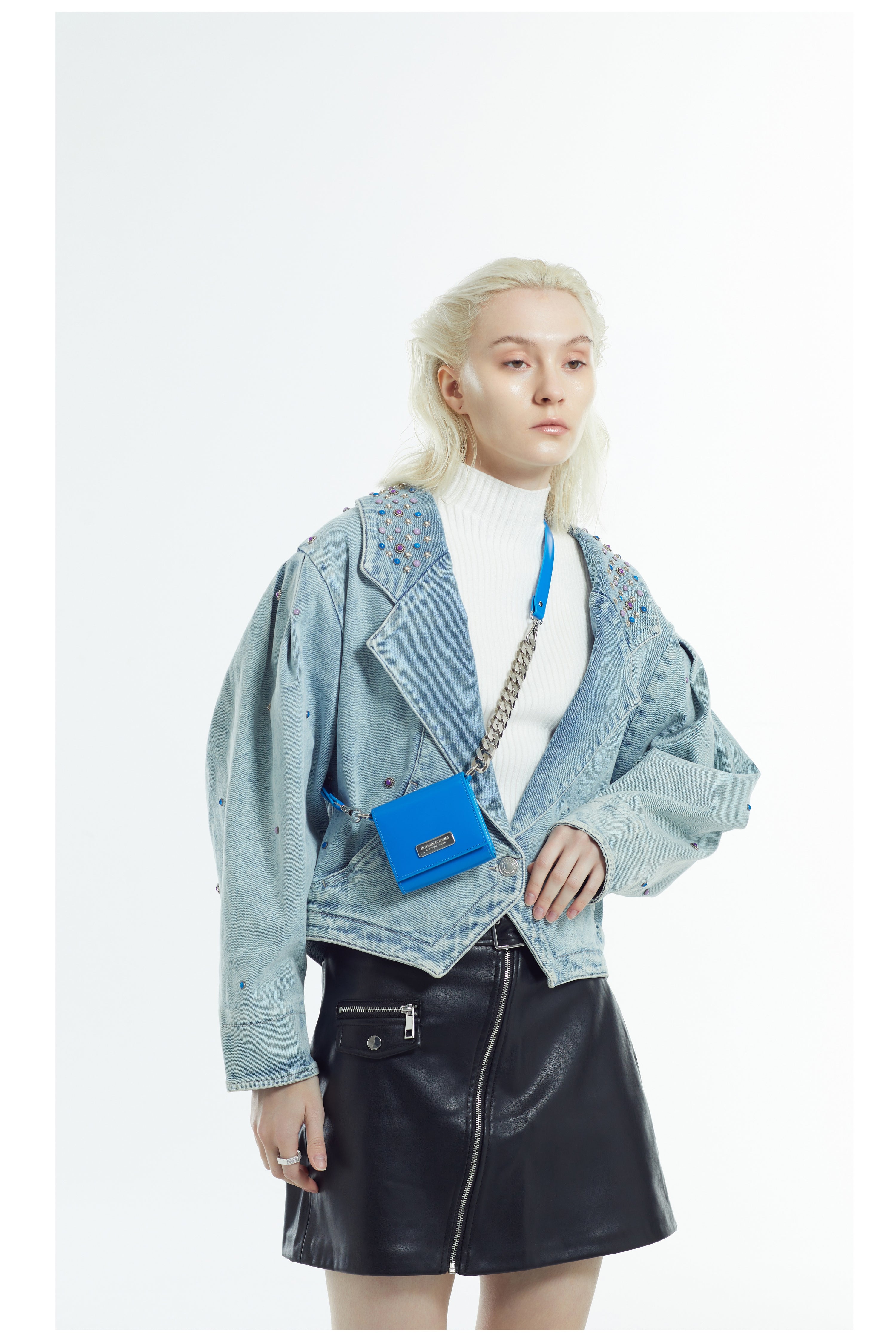 NBM metal logo belt + Mini Bag（Rhine Blue)
