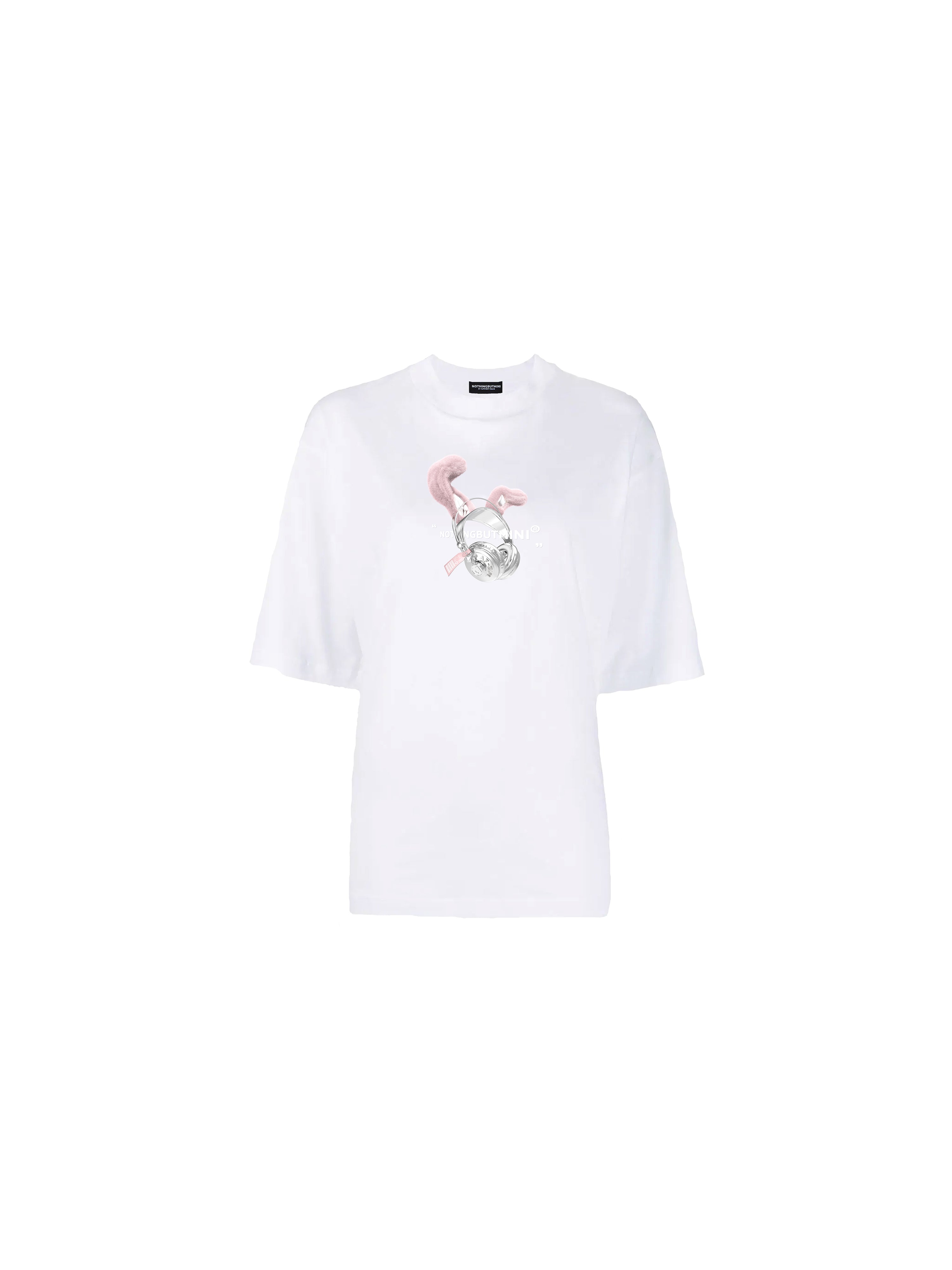 ASQUAD®×NBM rabbit metal earphone T-shirt（White）