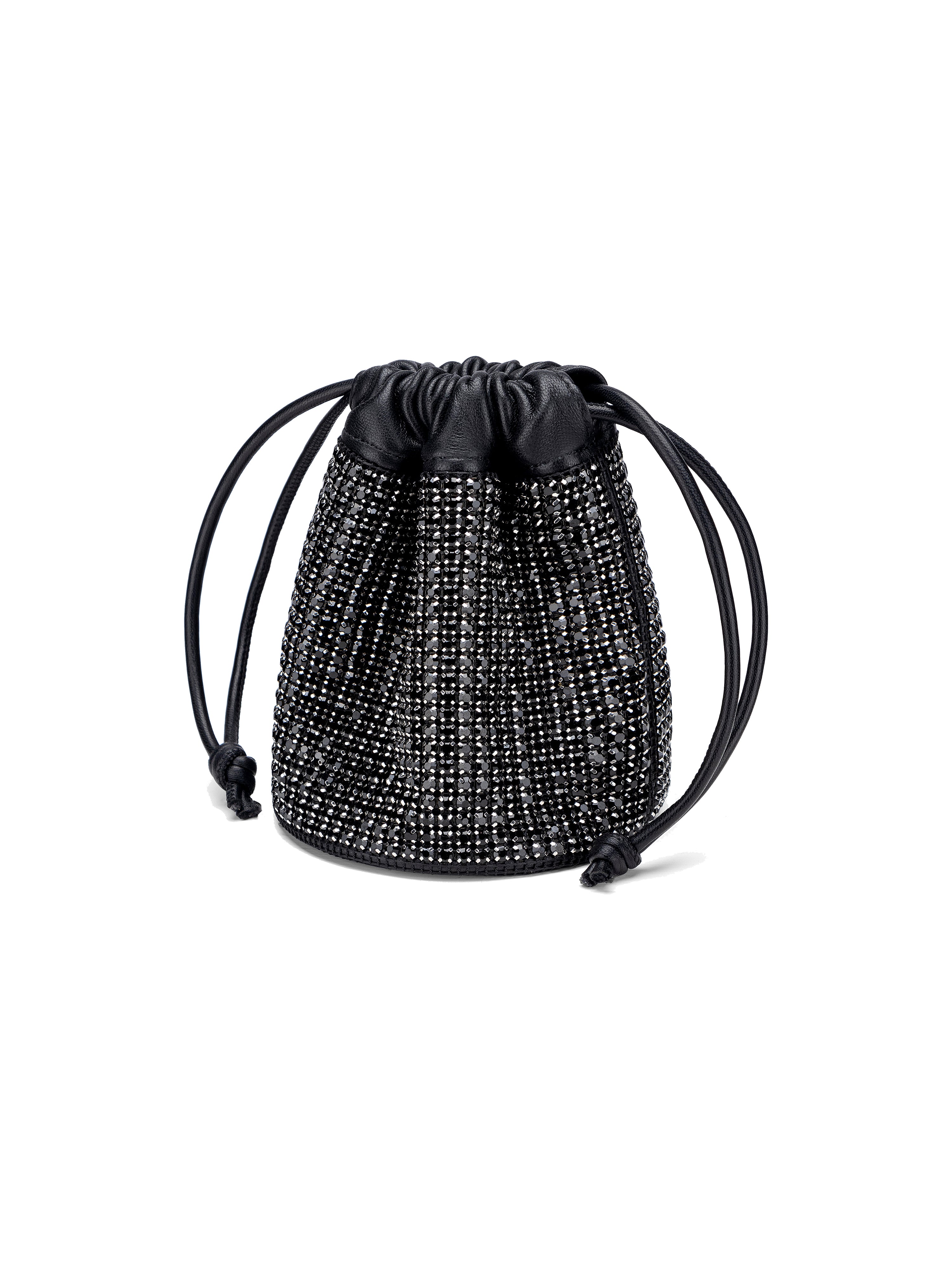 sobershy×nothingbutmini crystal embellished bucket bag(Crystal Black）