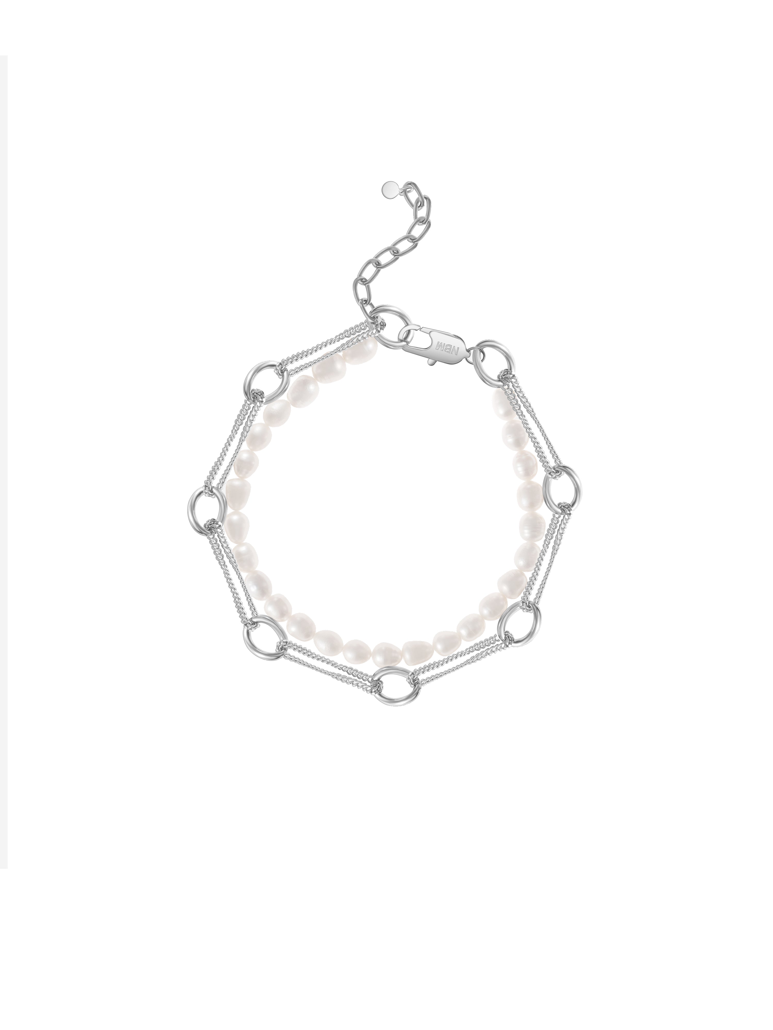 Double Layer Baroque Pearl Complex Structure Chain Necklace （Platinum）