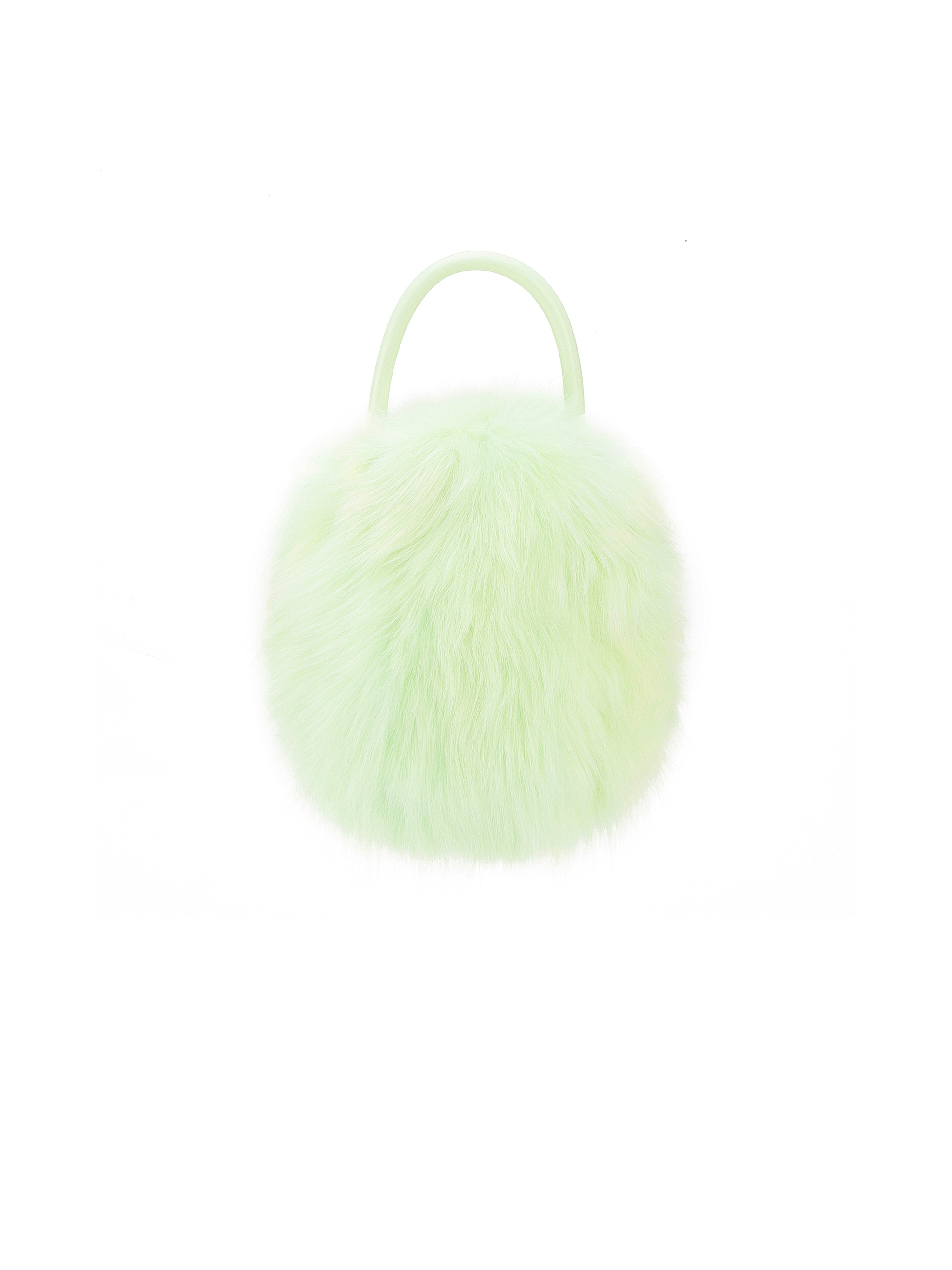 Fox Fur PearlChain Handbag （Avocado Green)
