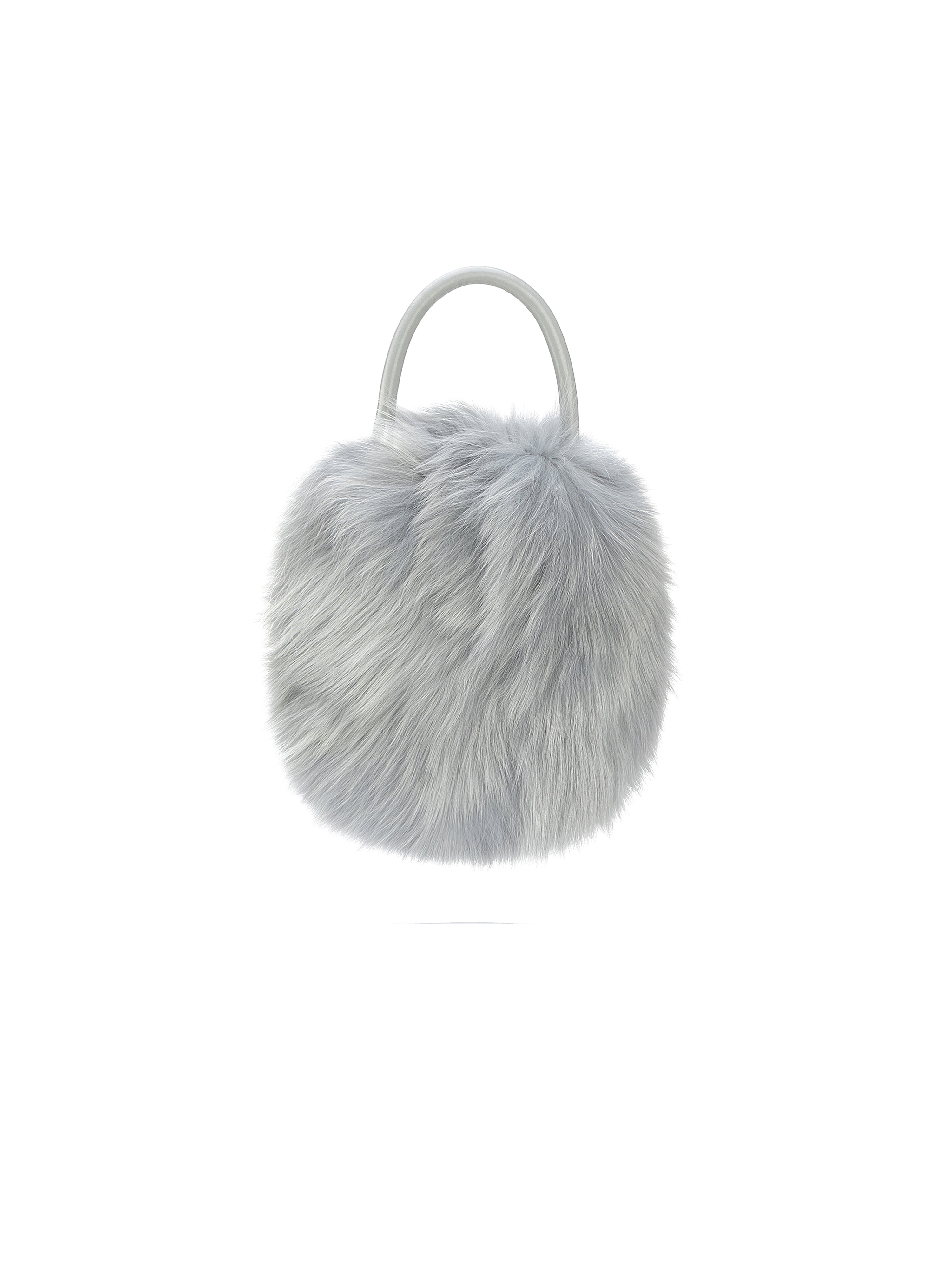 Fox Fur PearlChain Handbag （Light Gray)