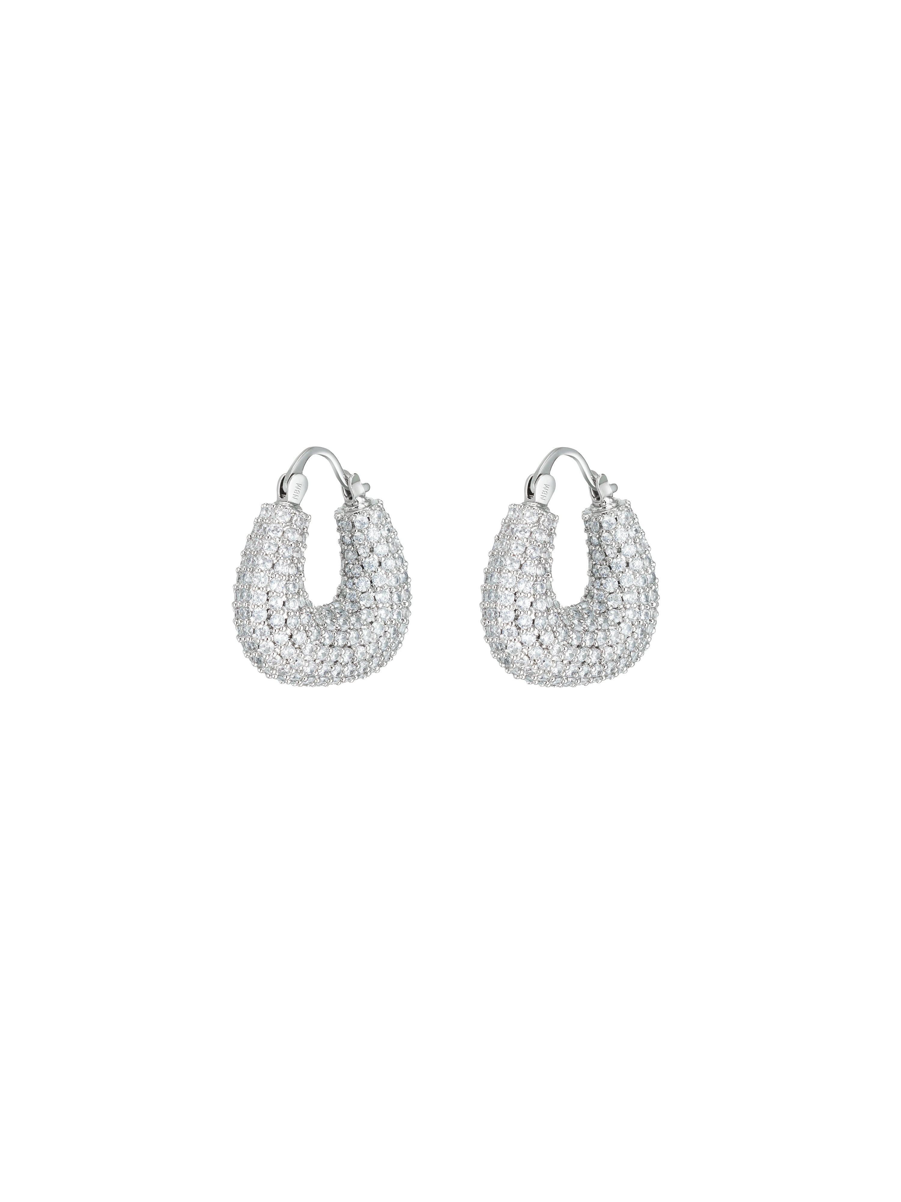 Pave U-shaped Earrings (Platinum)