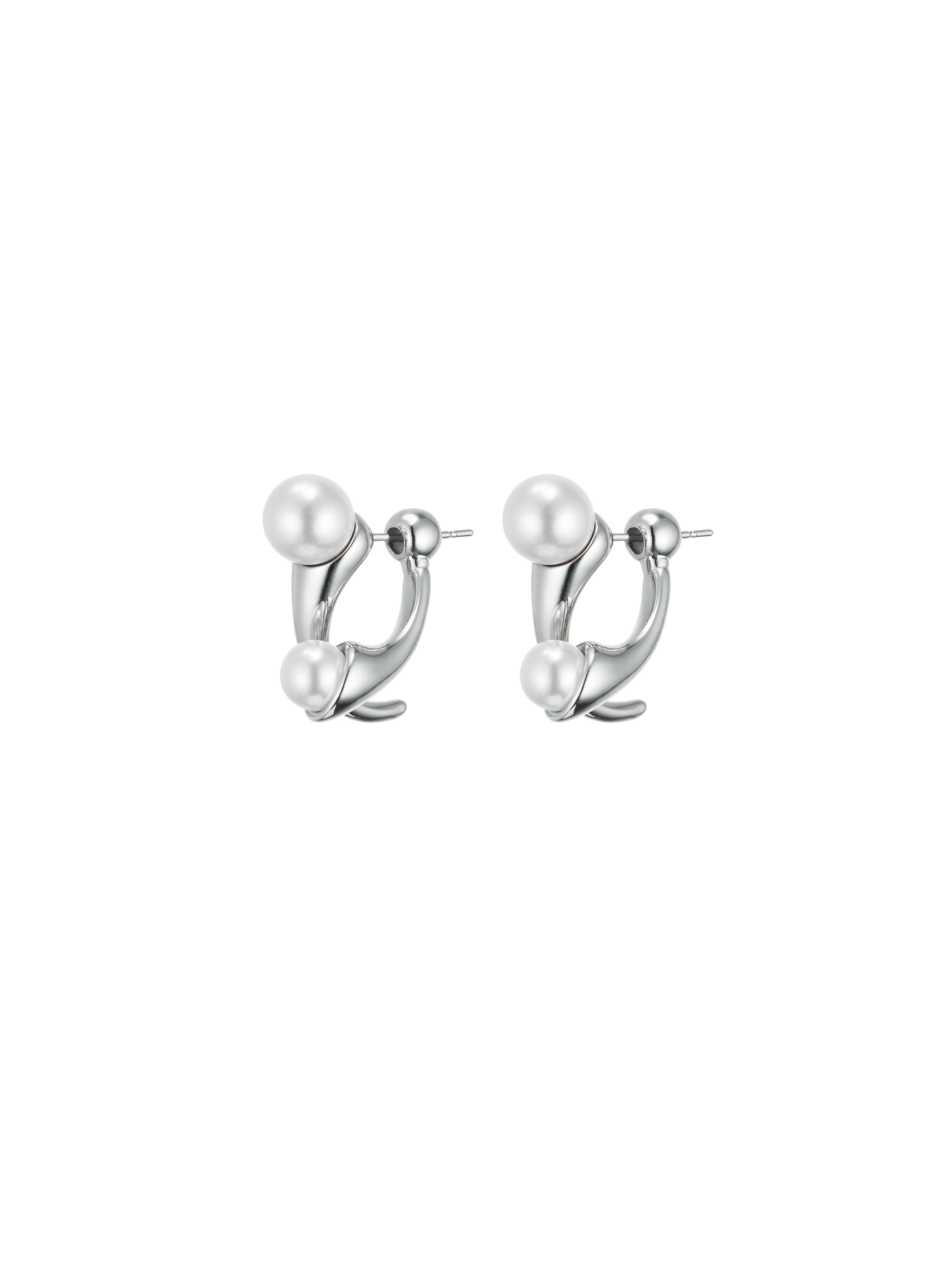 Beast Artificial PearlTooth Earrings (Platinum)