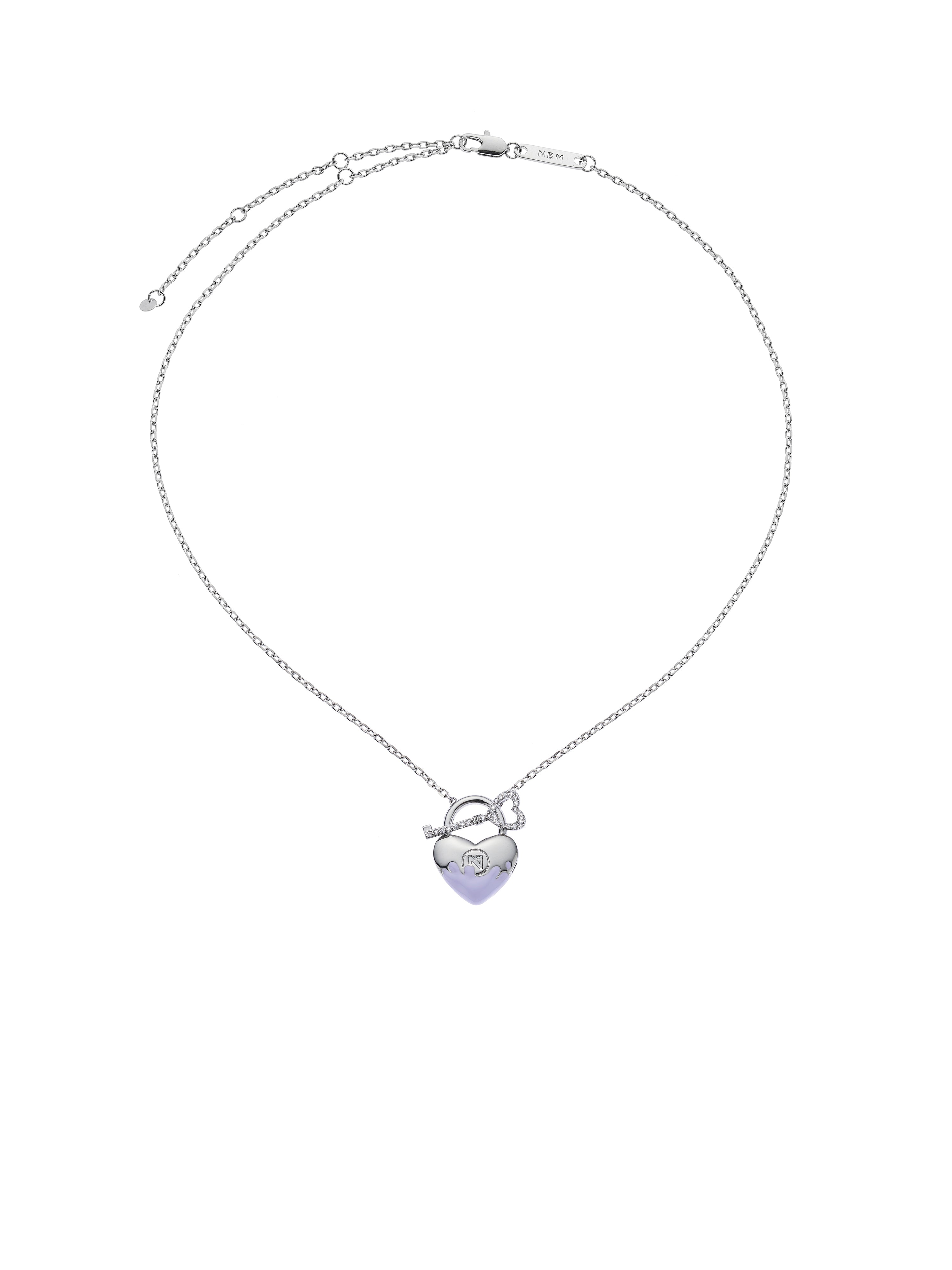 Heart-Shape Lock Pendant with glaze （Purple）