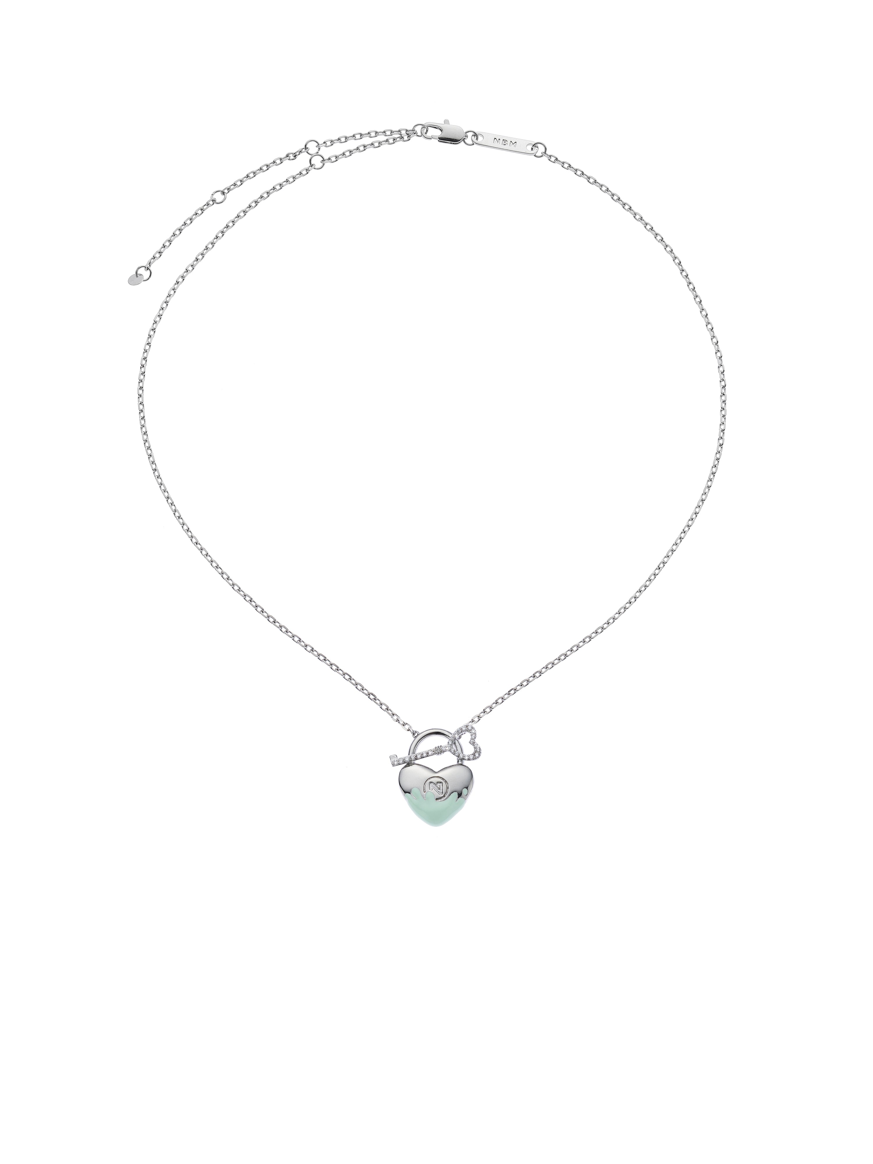 Heart-Shape Lock Pendant with glaze （Green）