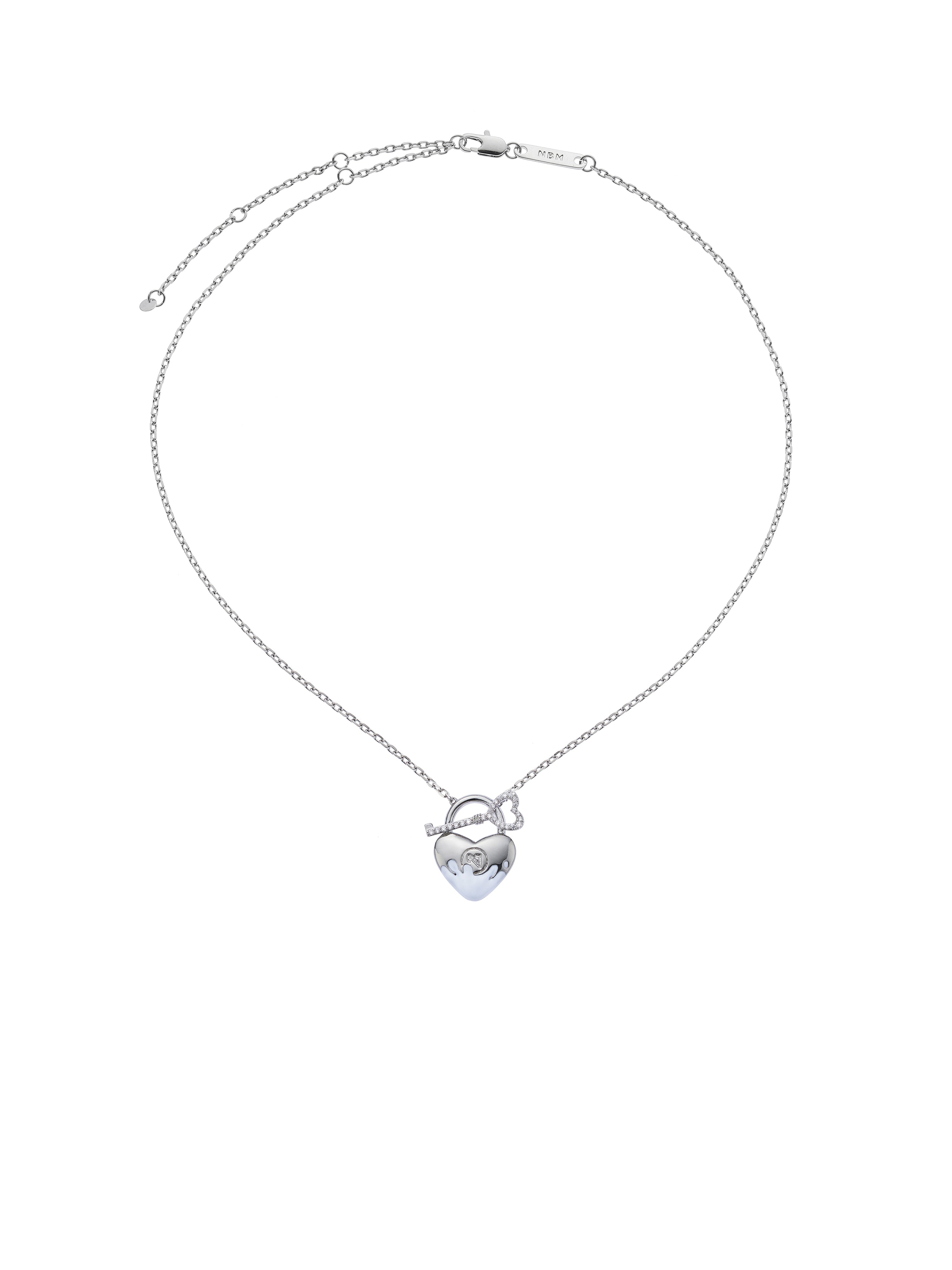 Heart-Shape Lock Pendant with glaze （White）