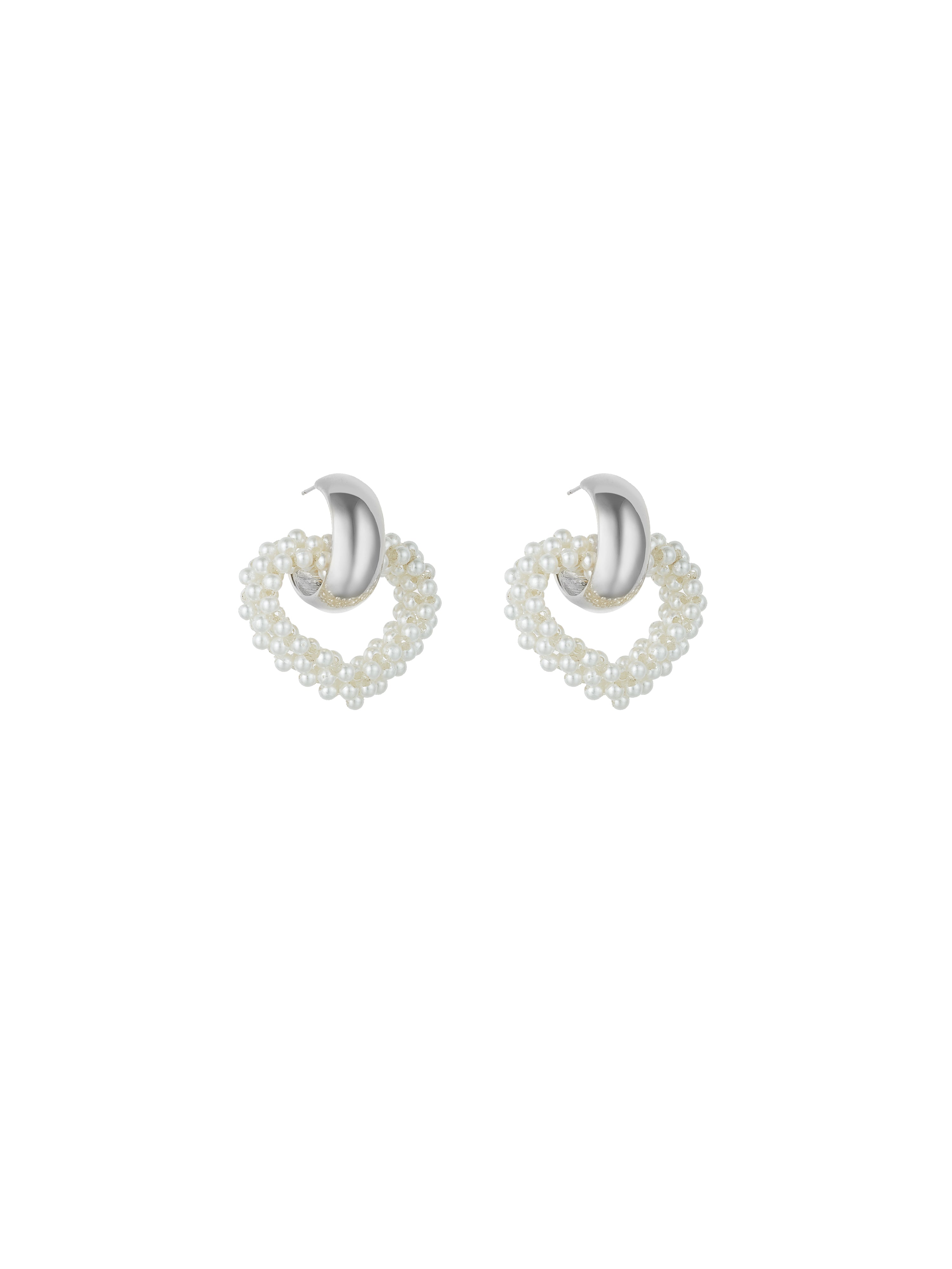 Baroque Artificial Pearl Earrings (Platinum）
