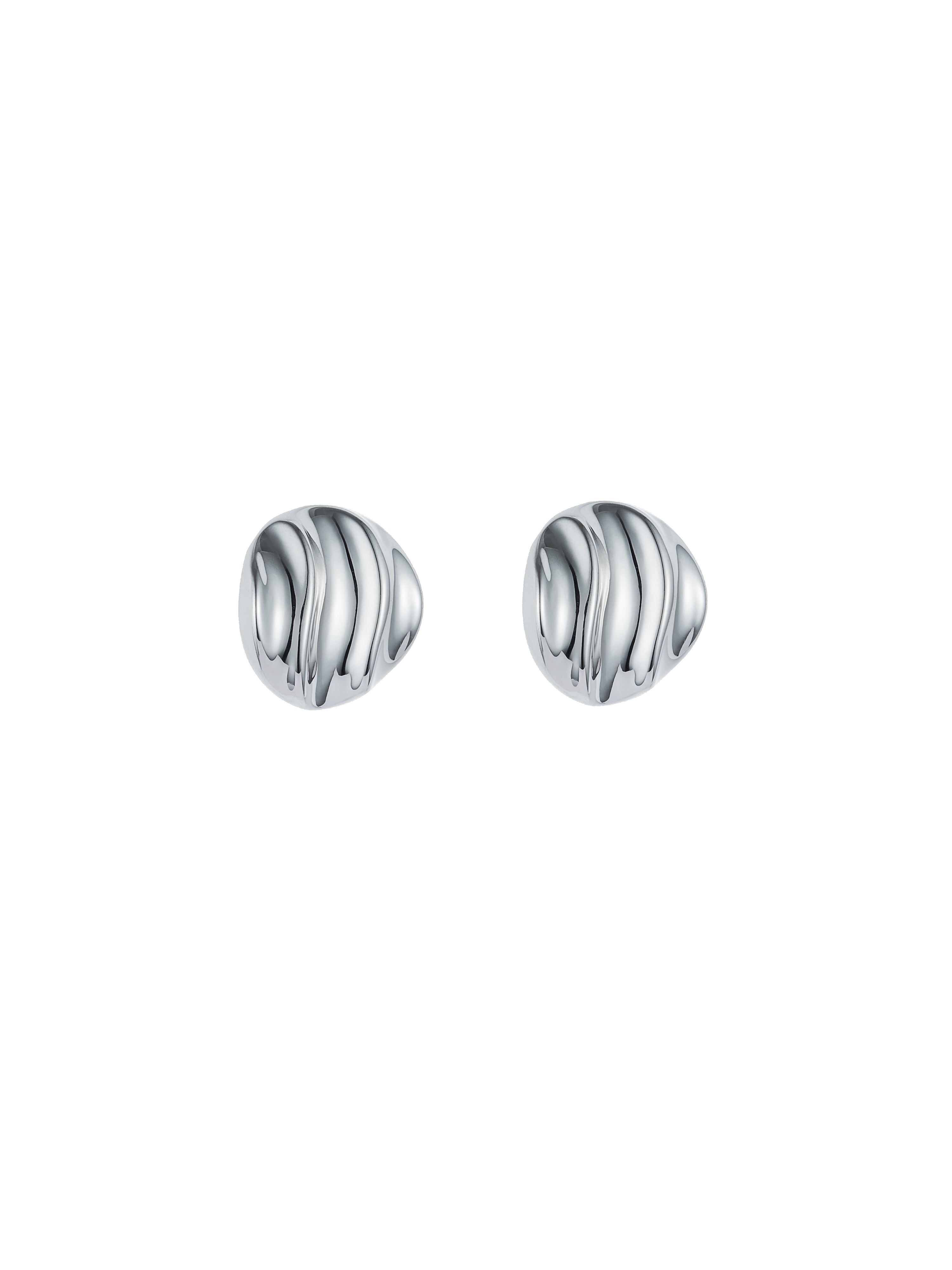 Corrugated Double Layer Silver-tone Earrings