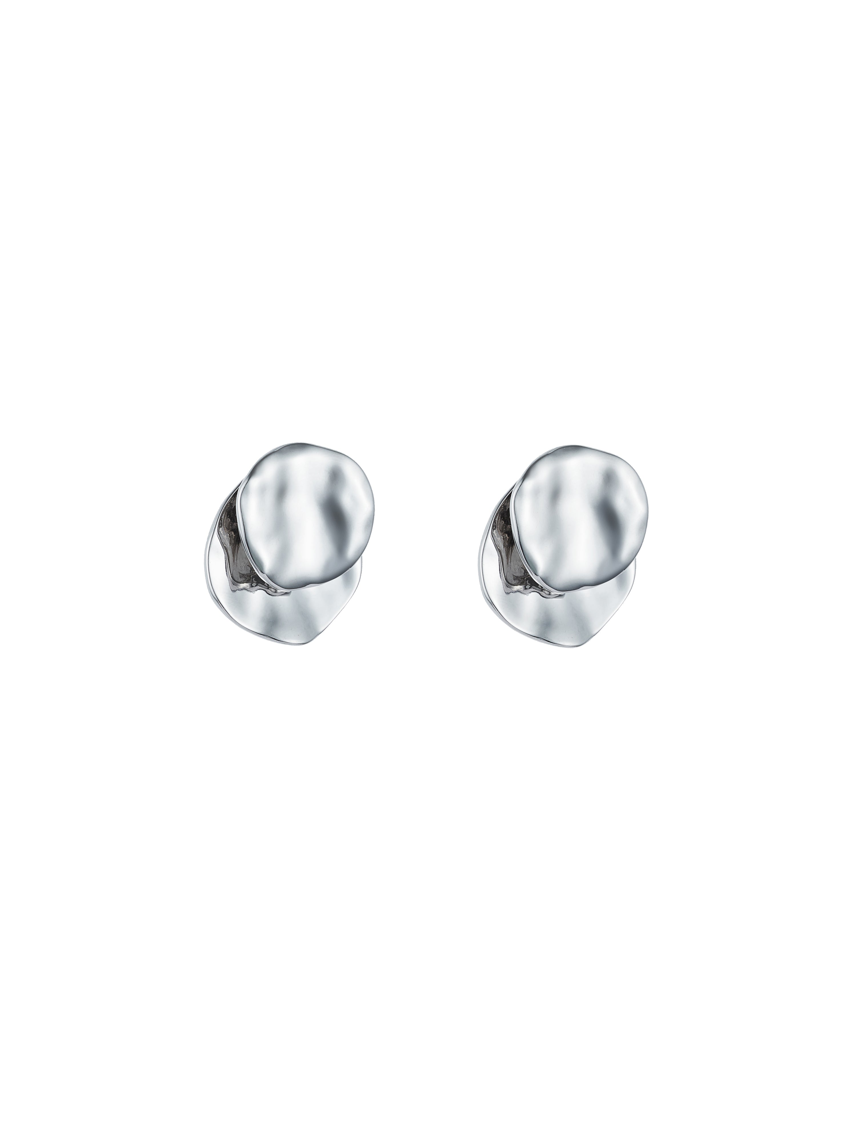 Corrugated Double Layer Silver-tone Earrings