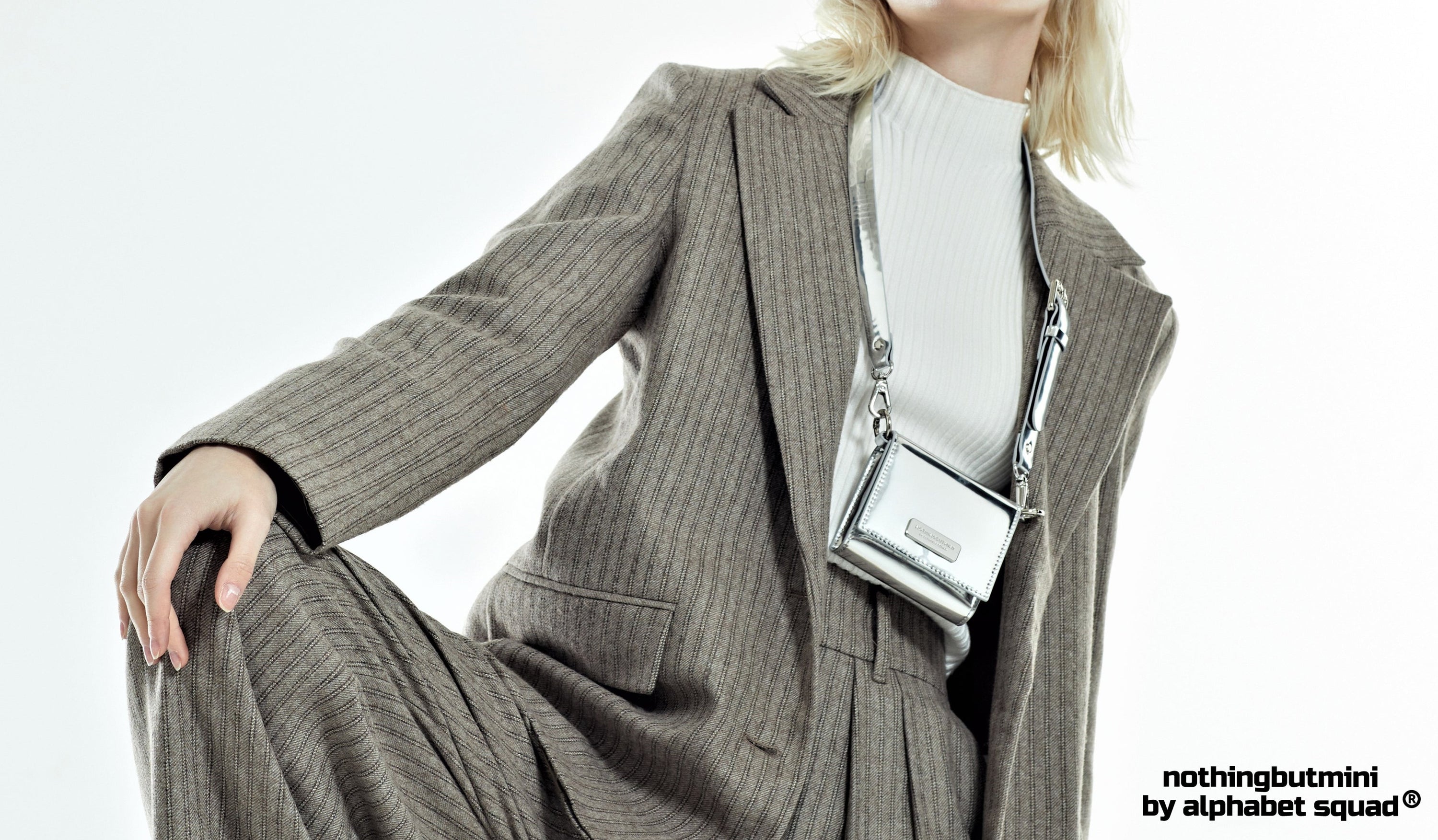 NBM metal logo belt + Mini Bag（Mirror Silver ）