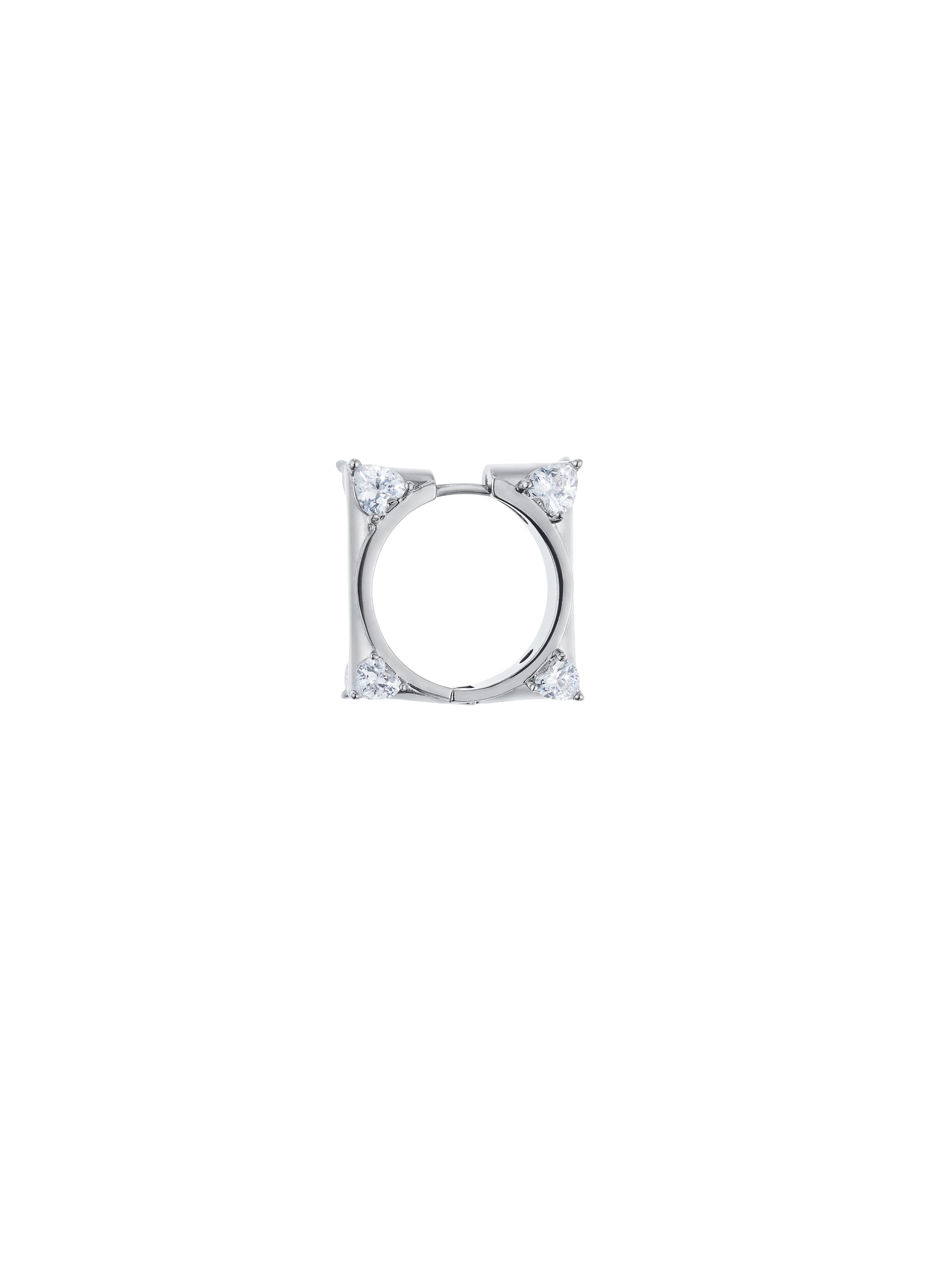 Square Heart-shape Earrings（Crystal Clear）