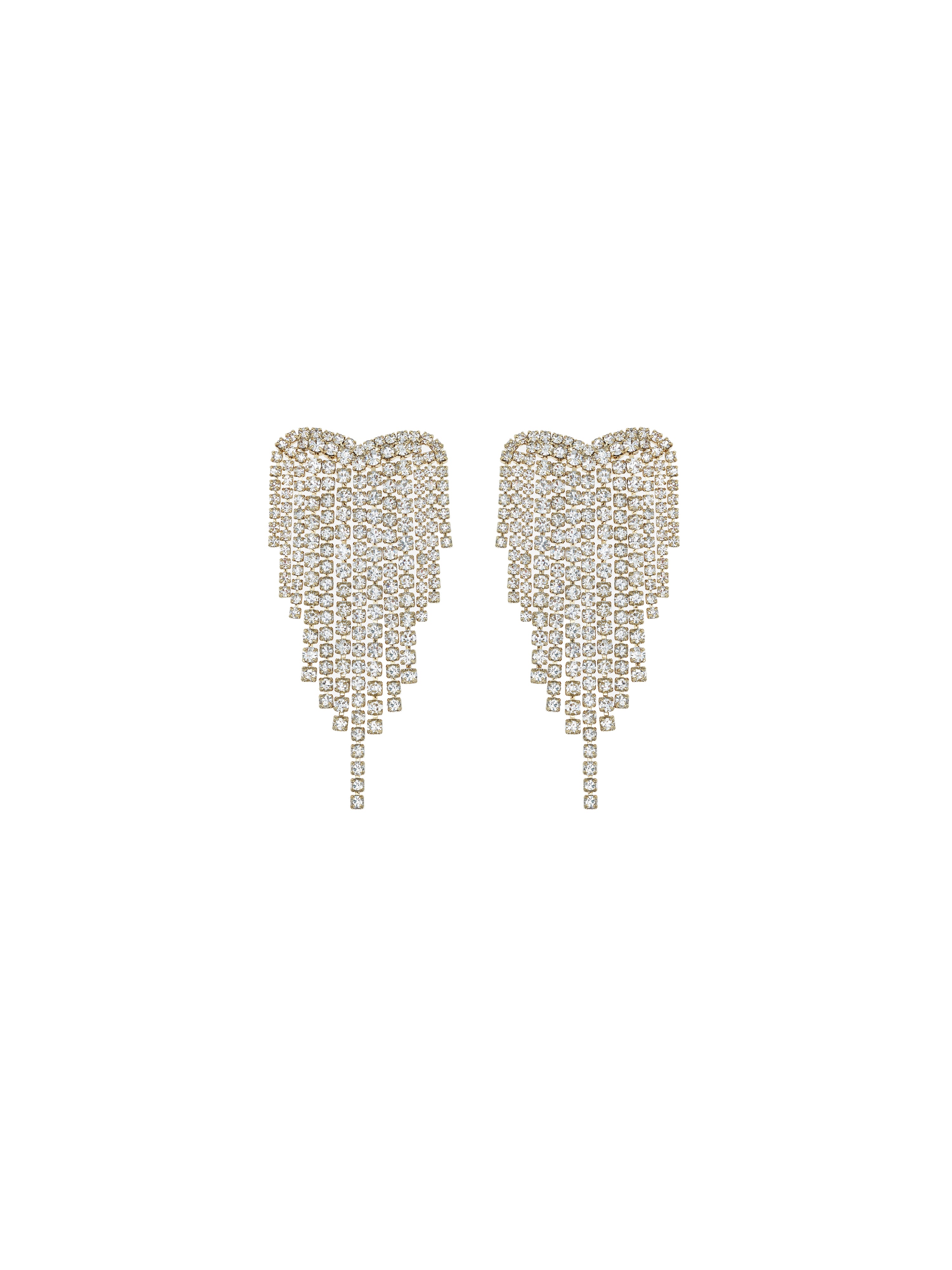 Heart-shape Waterfull Crystal Earrings (14k Gold)