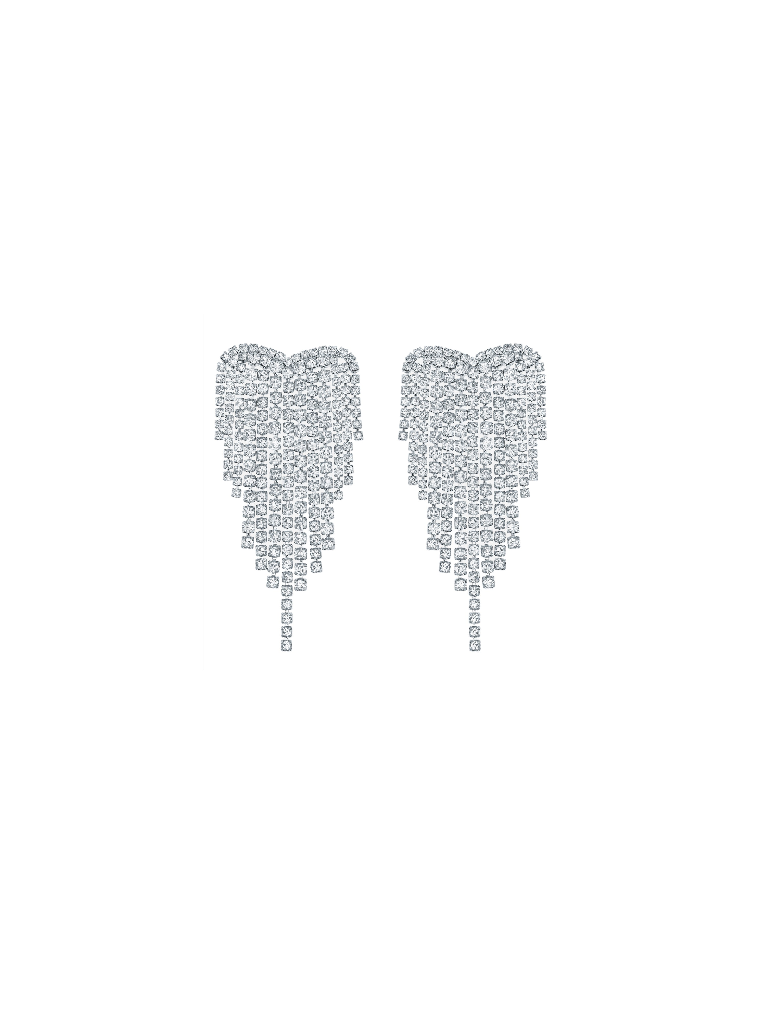 Heart-shape Waterfull Crystal Earrings (Platinum)