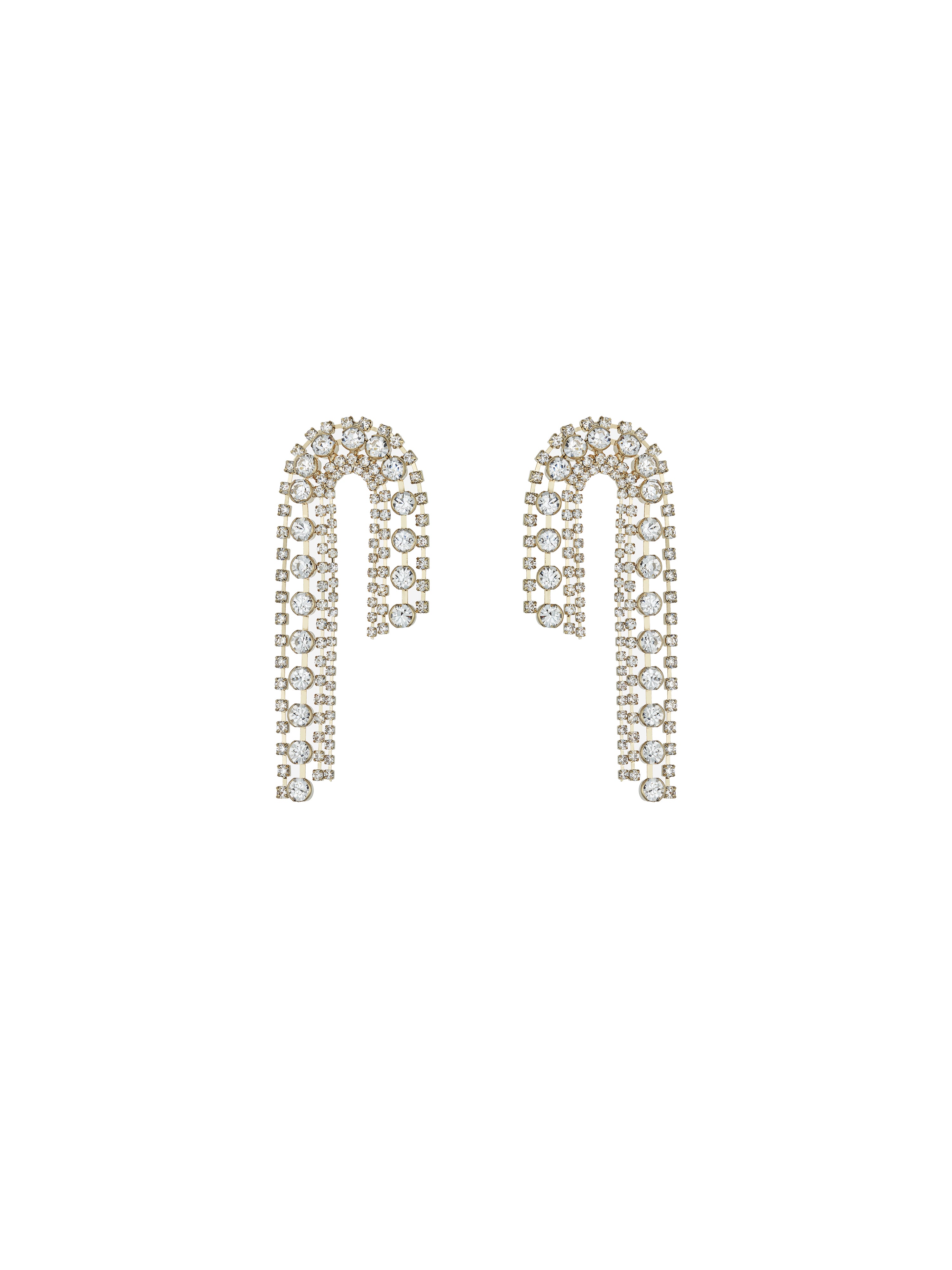 N-shape Waterfall Crystal Earrings (14k Gold）