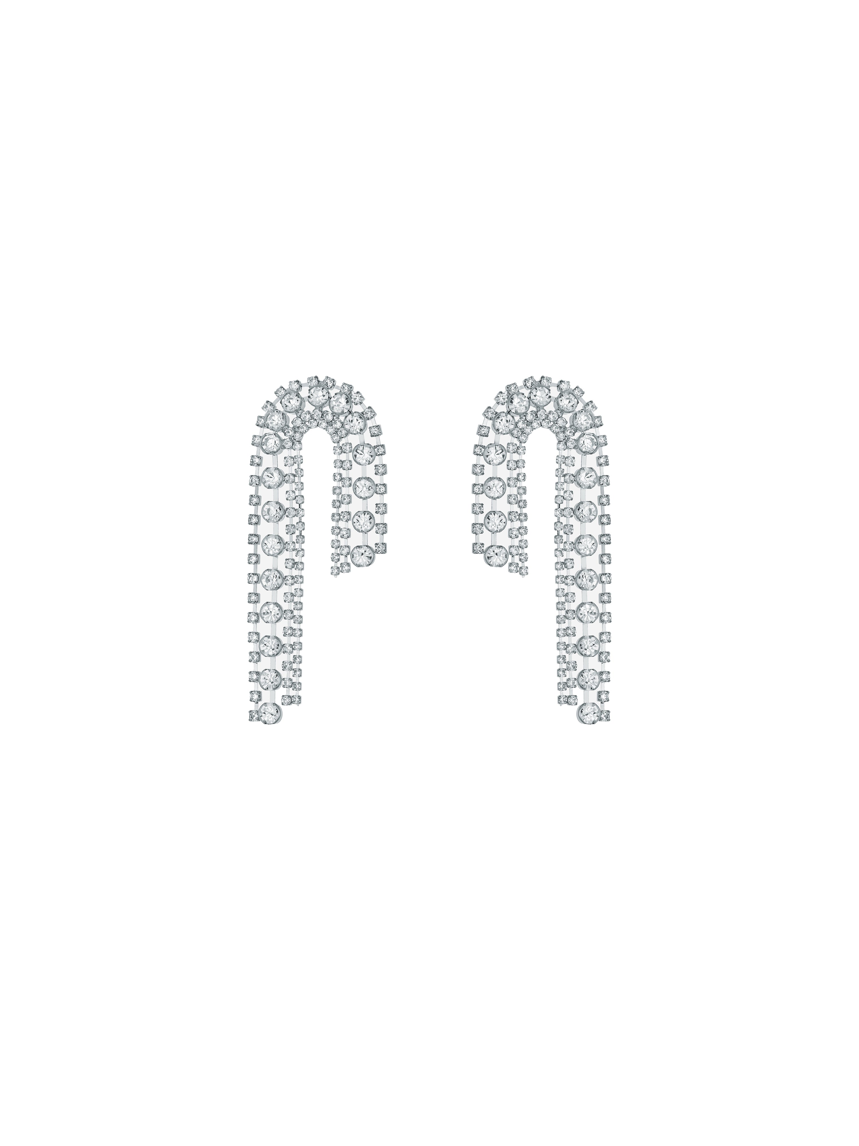 N-shape Waterfall Crystal Earrings (Platinum)