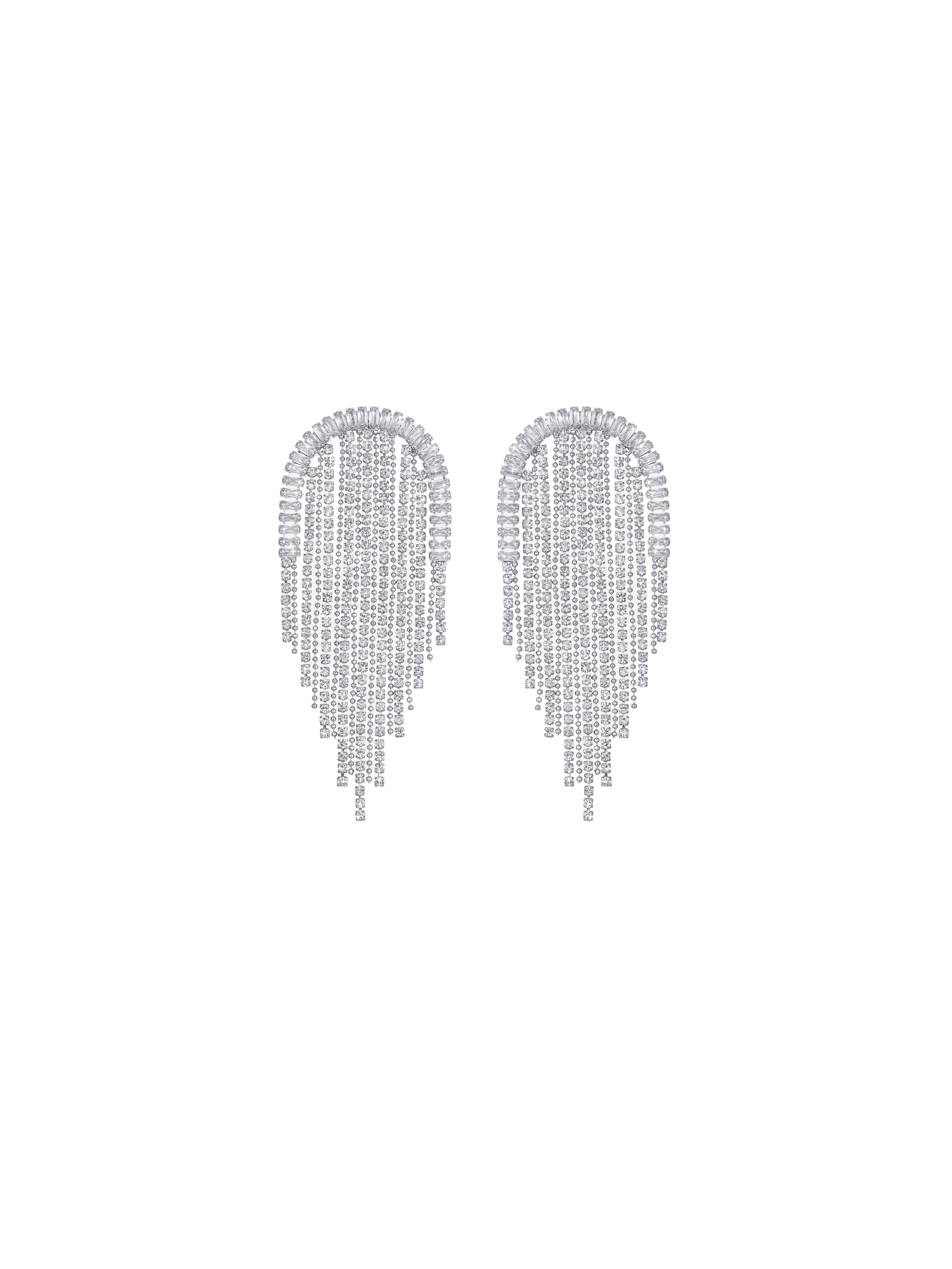 Jellyfish Waterfall Crystal Earrings (Platinum)
