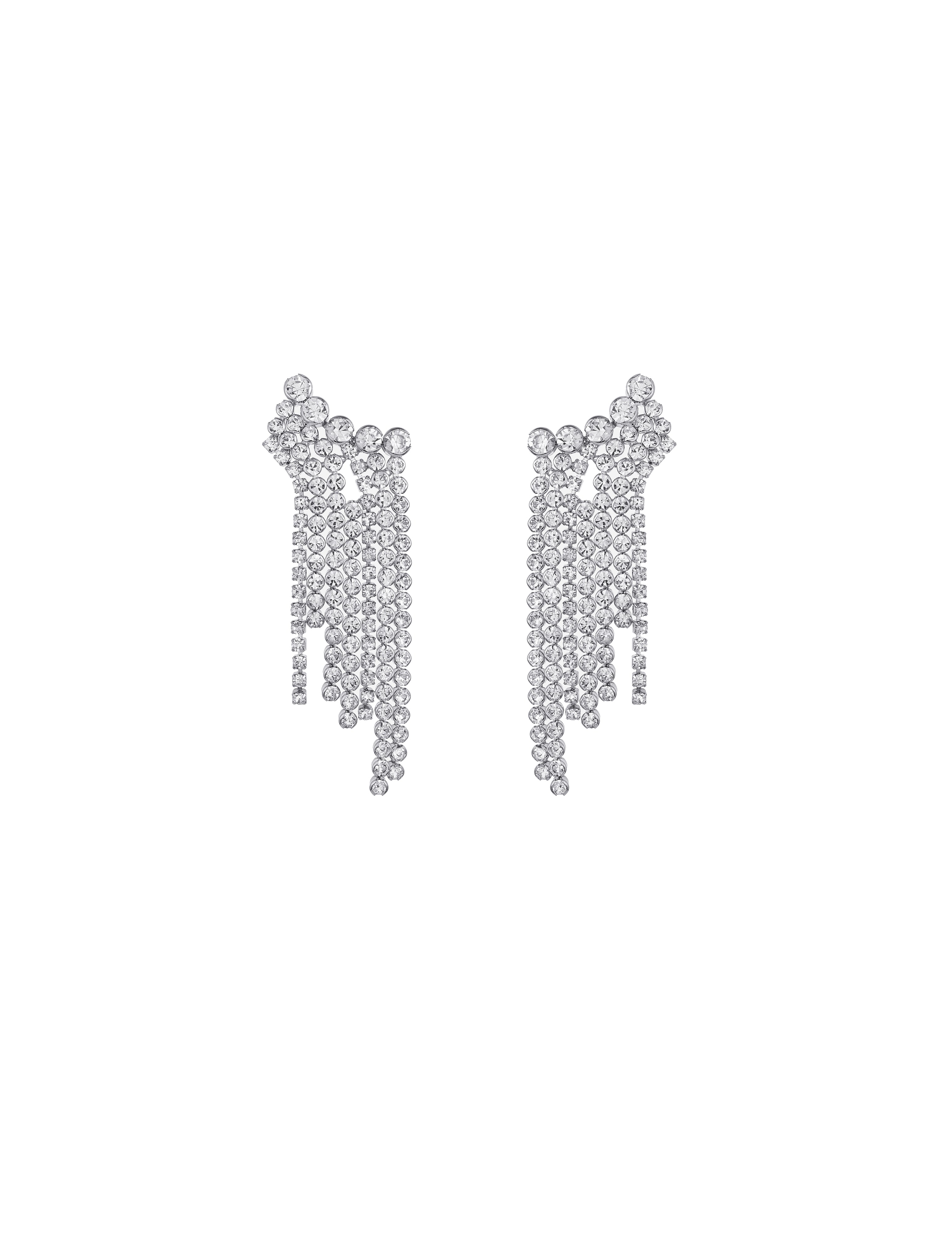 Wing Shape Crystal Earrings (Platinum)