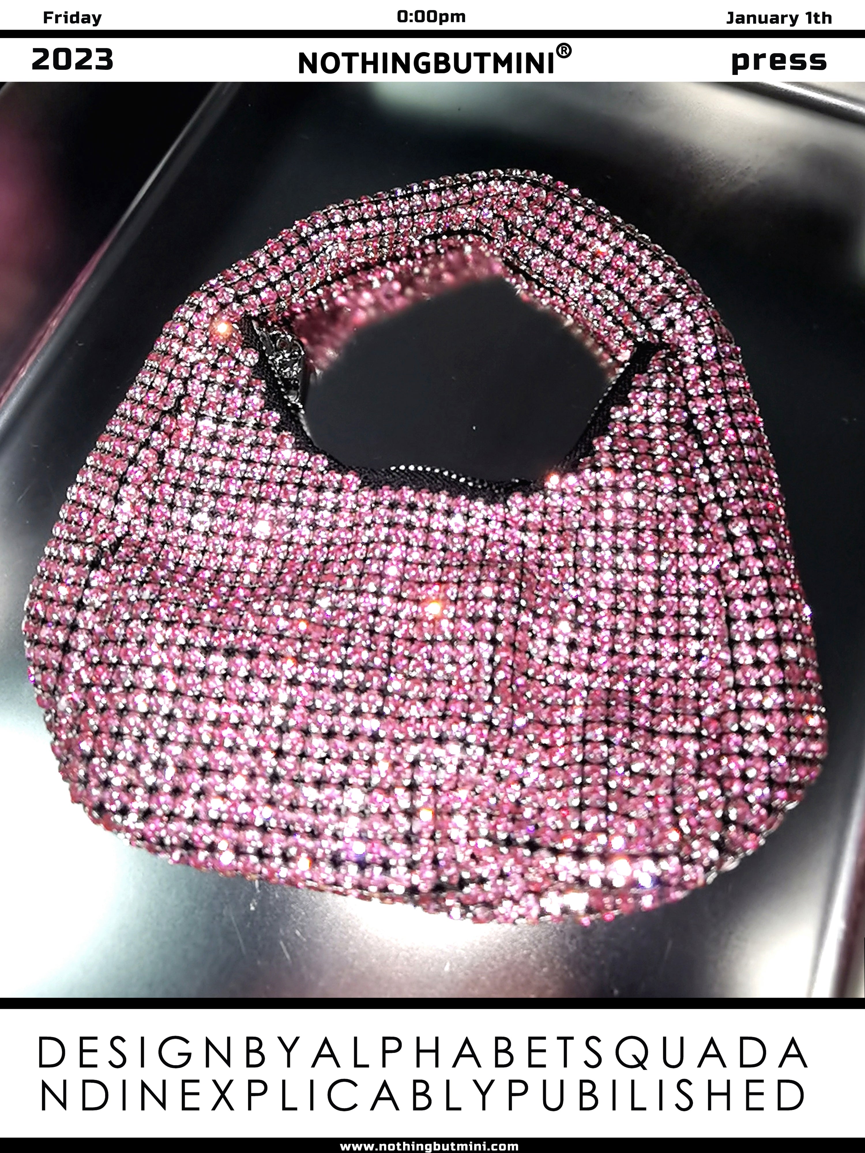 NBM crystal mini HOBO handbag (Barbie Powder)