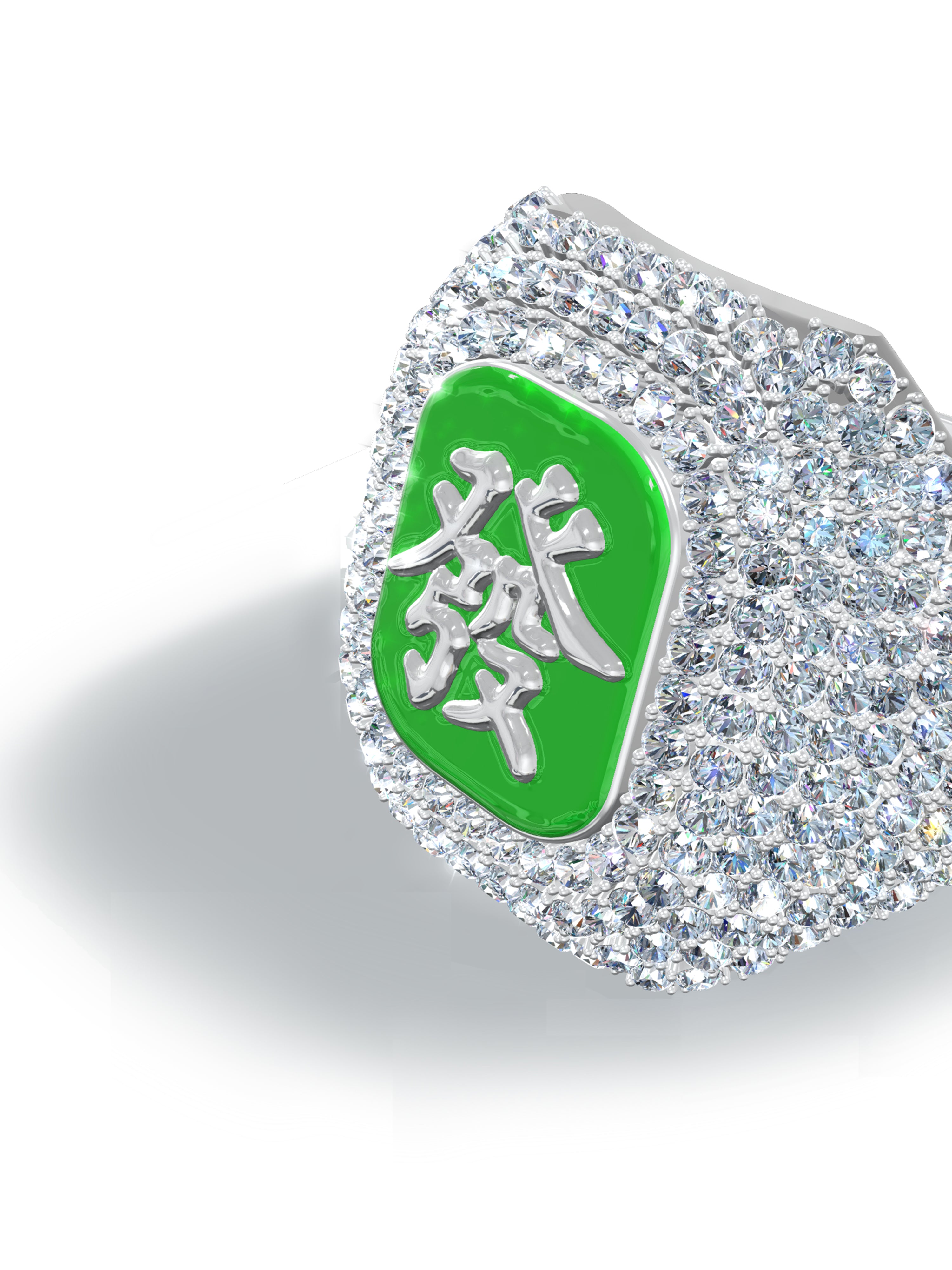 NBM 2024 "MAKE ME RICH" Full Sky Star Sugar Glazed Ring (Mahjong Green）