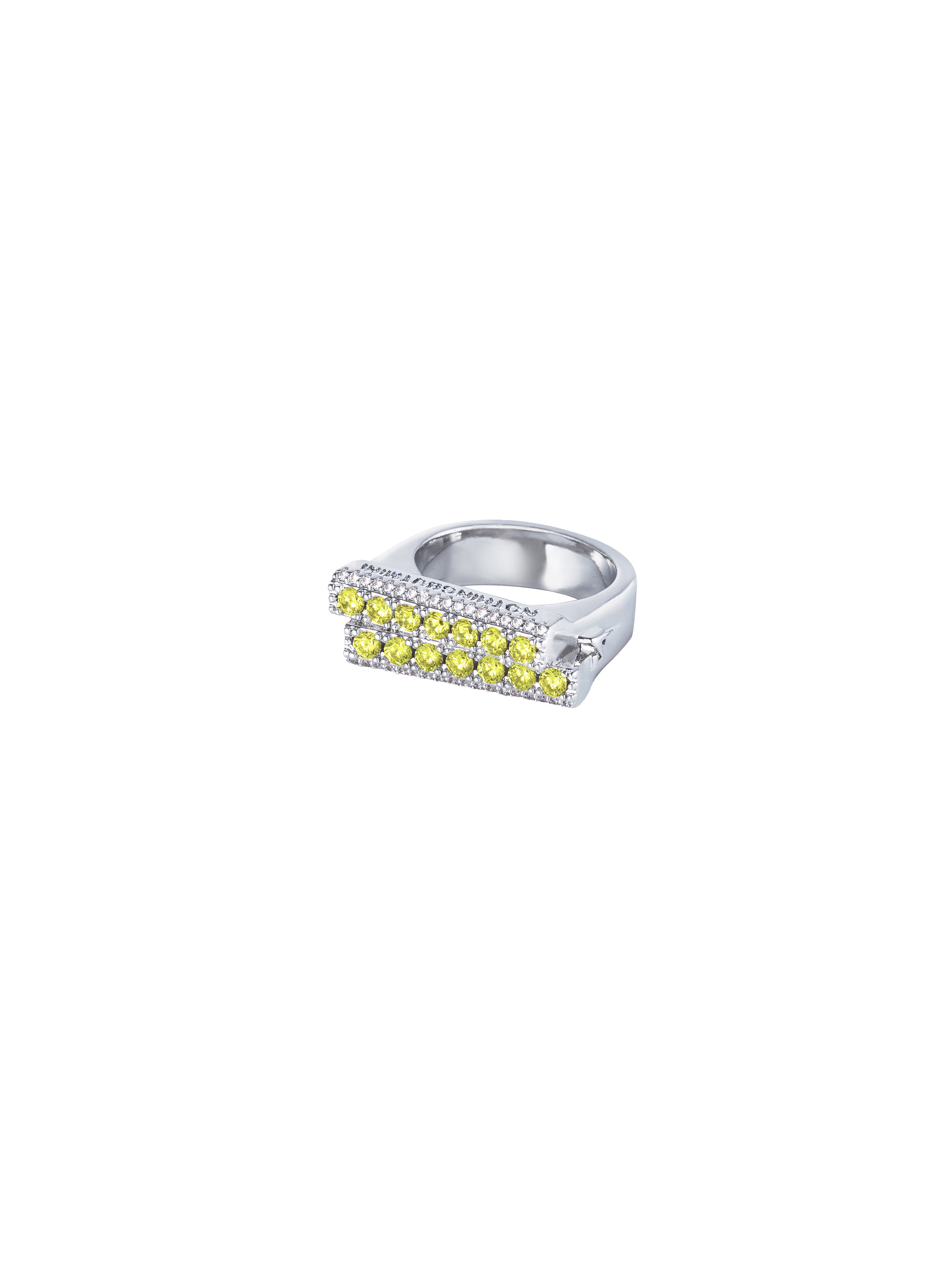 Staggered zircon&crystal ring（Light Yellow）