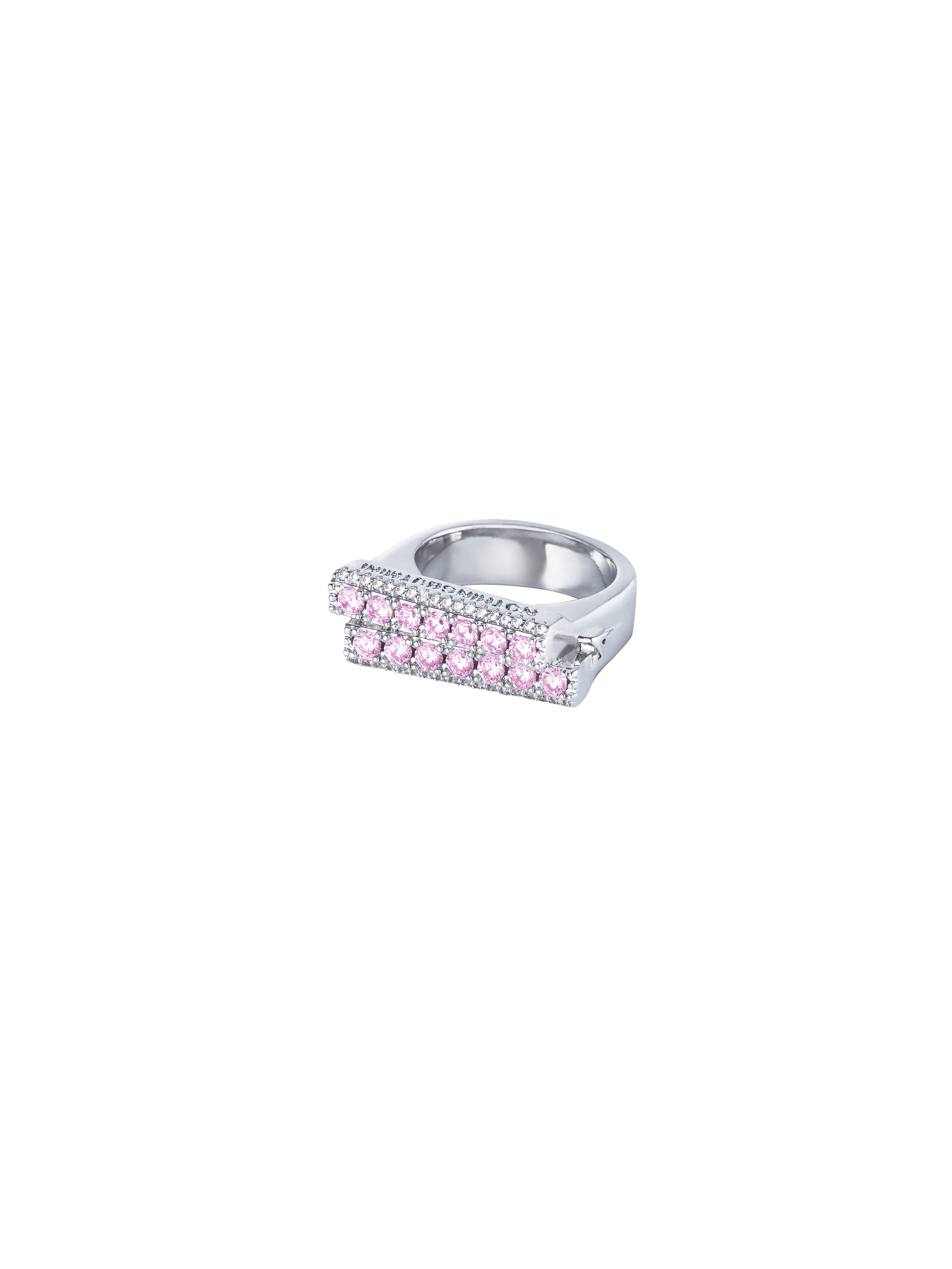 Staggered zircon&crystal ring（Crystal Pink）
