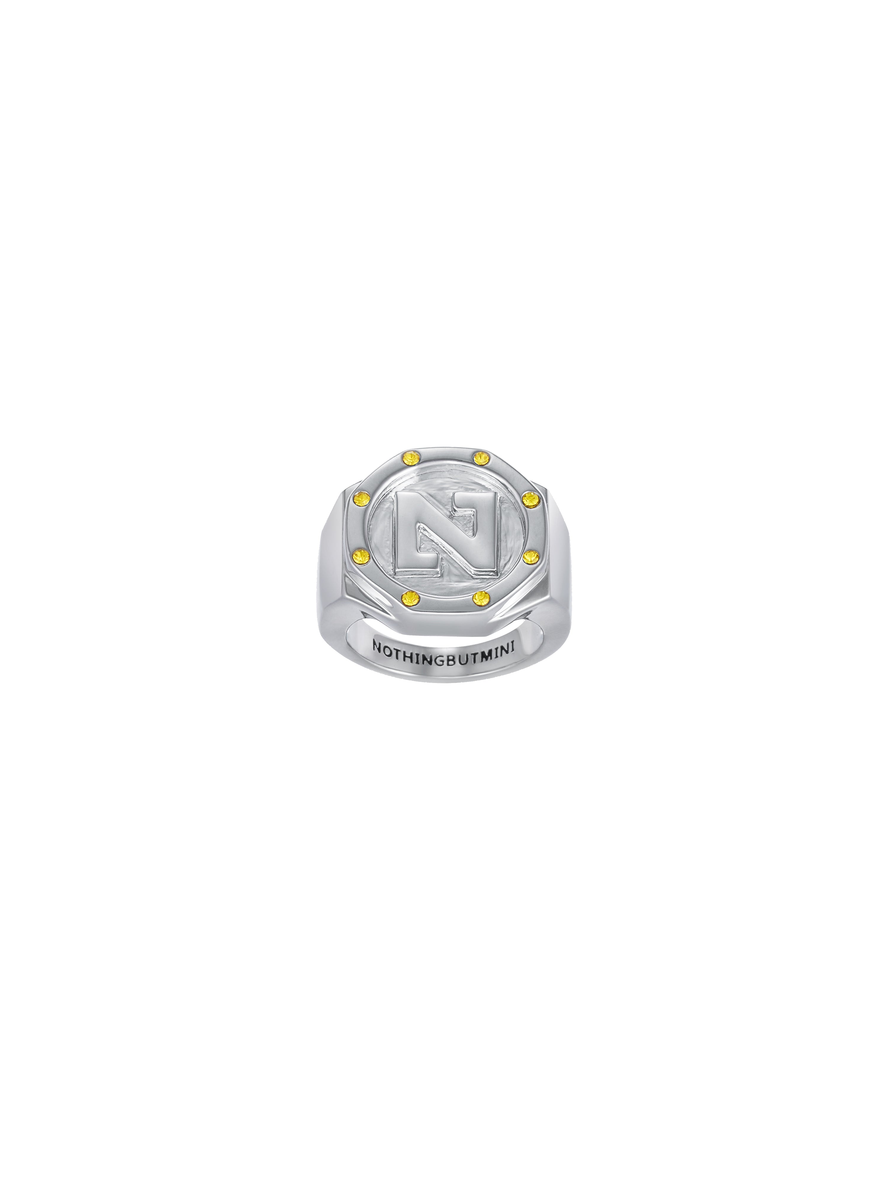 "N" Letter Signet 8 Stars Ring（Yellow)