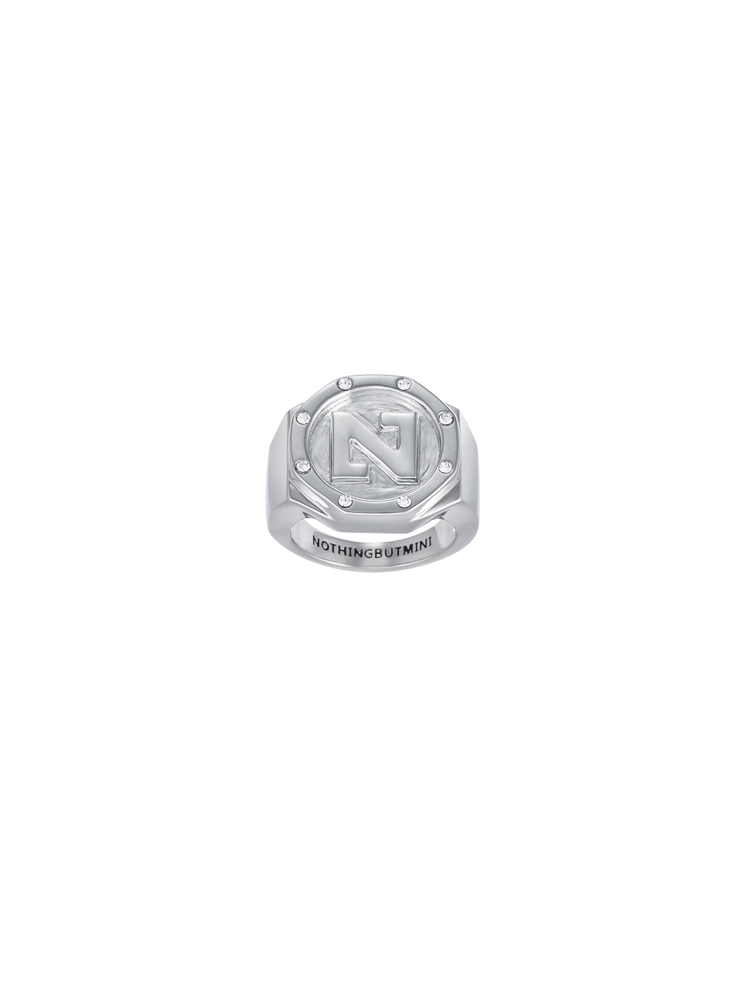 "N" Letter Signet 8 Stars Ring（Crystal Clear)