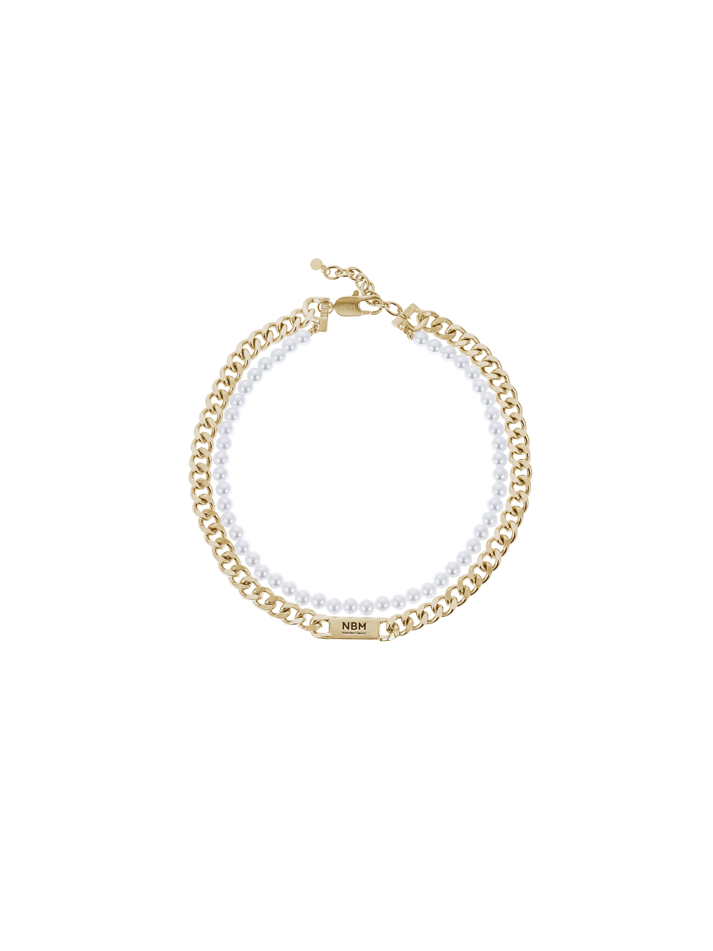 Double Layer Baroque Pearl Complex Structure Chain Necklace（Brzone Gold）