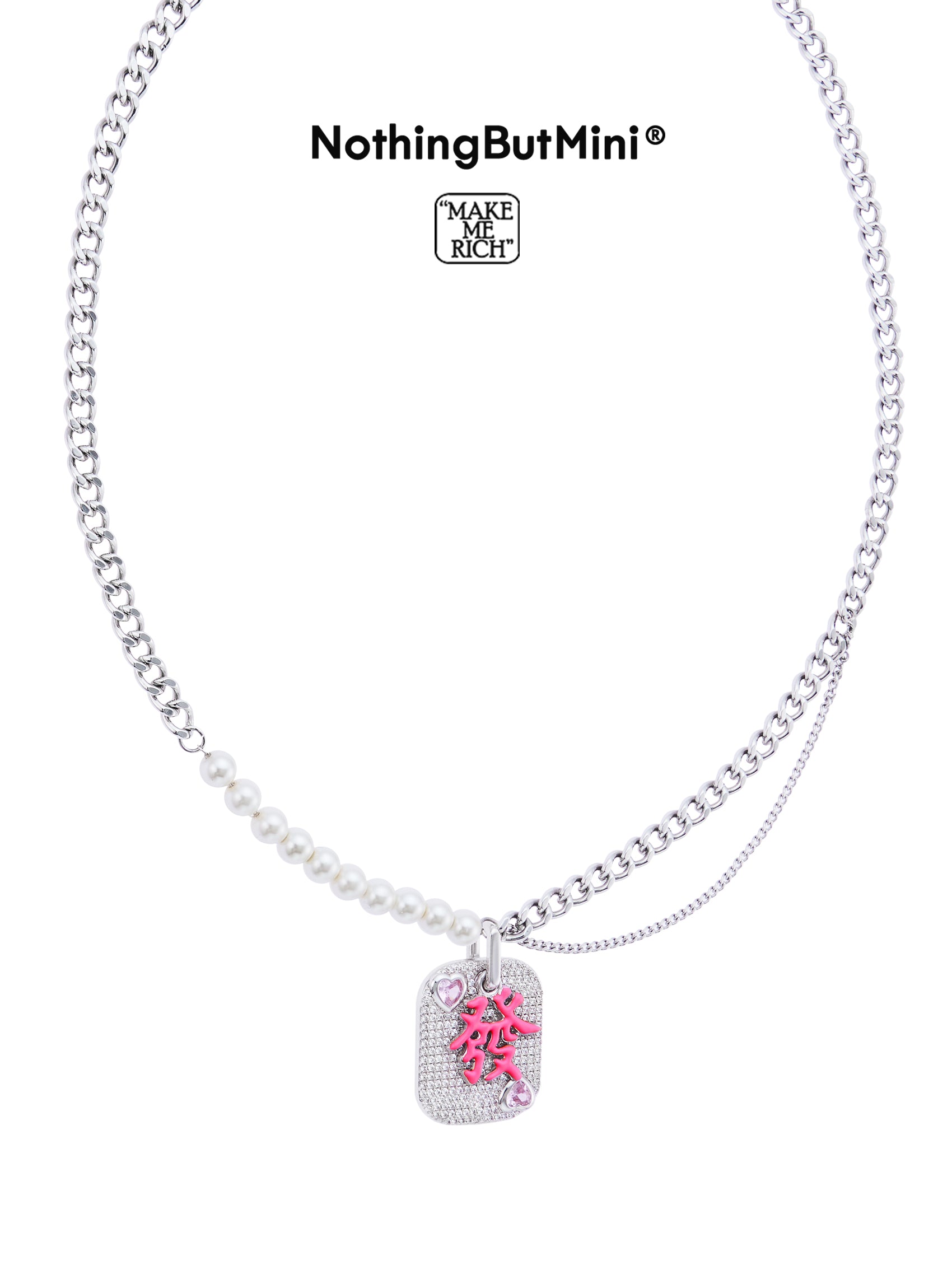 NBM 2024 "MAKE ME RICH" Pearl Layered Necklace (Peach Pollen)