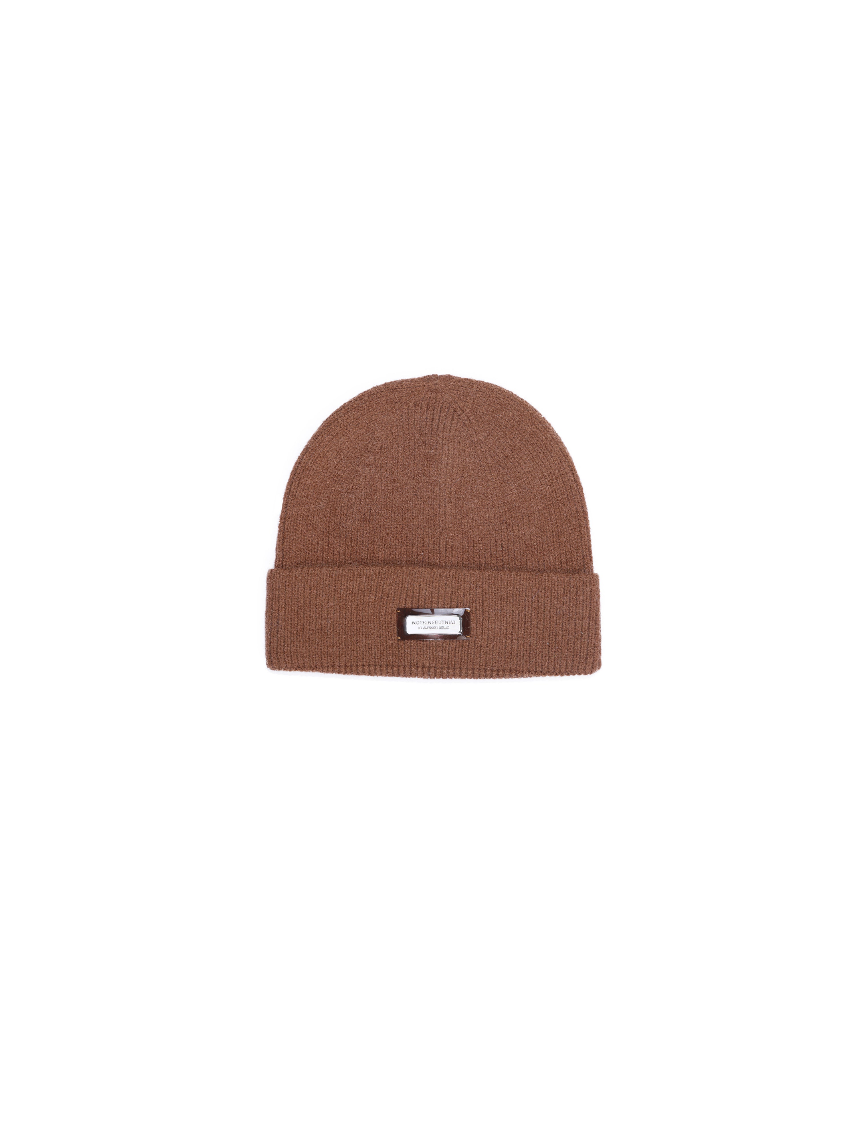 NBM metal logo threaded beanie hat (Brown)