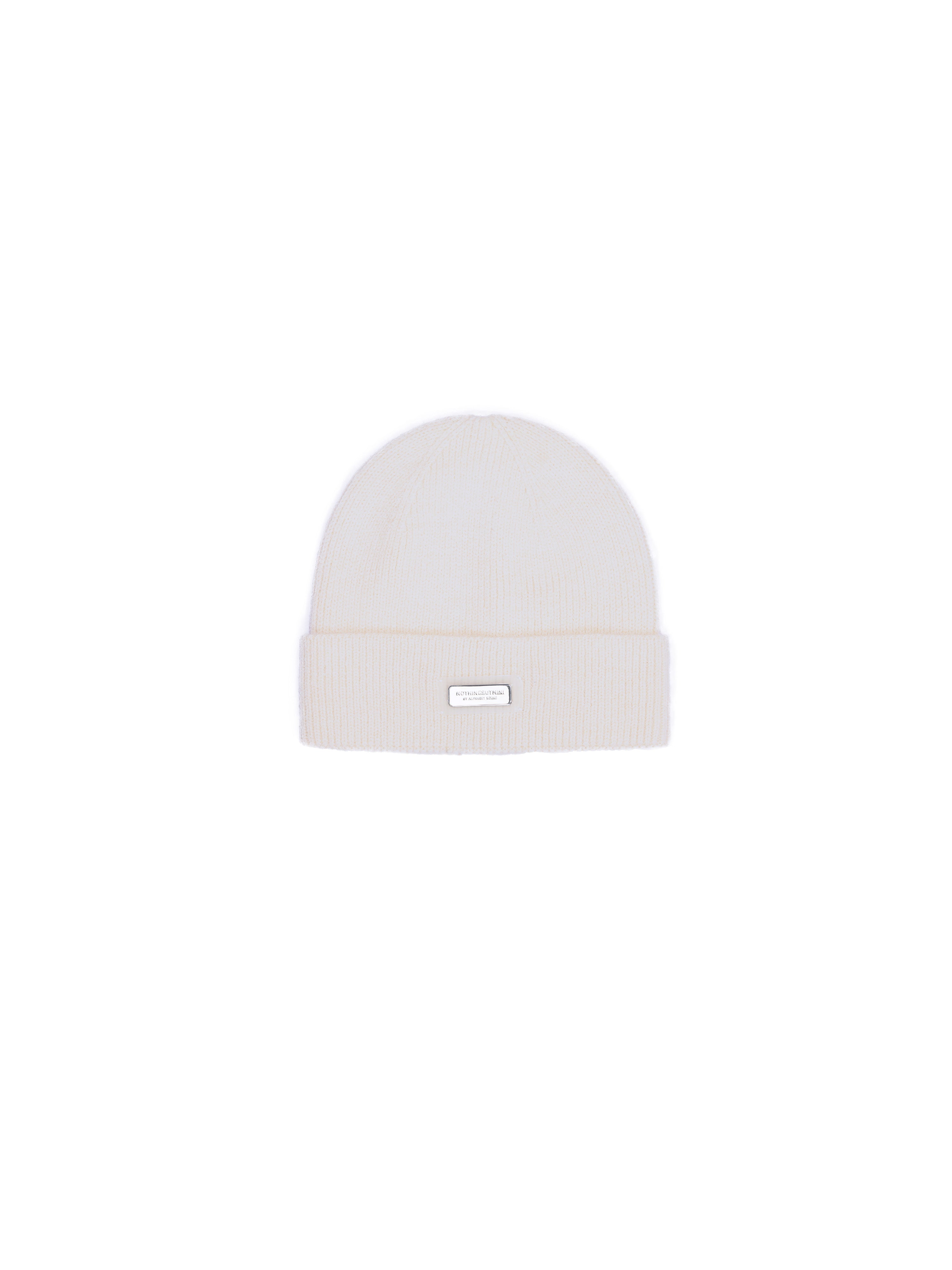 NBM metal logo threaded beanie hat (White)