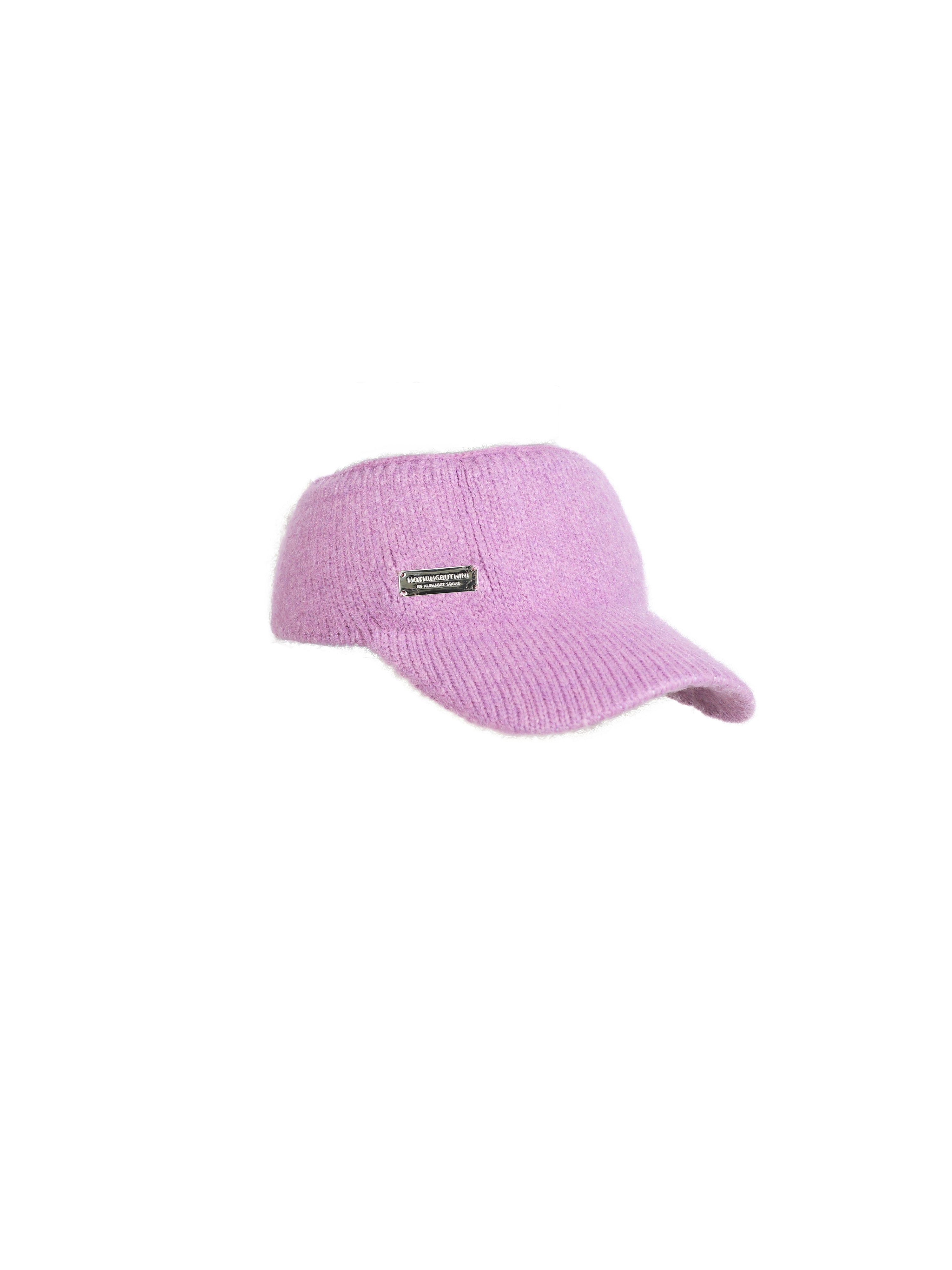 NBM metal badge knitted hollow hat（Purple)